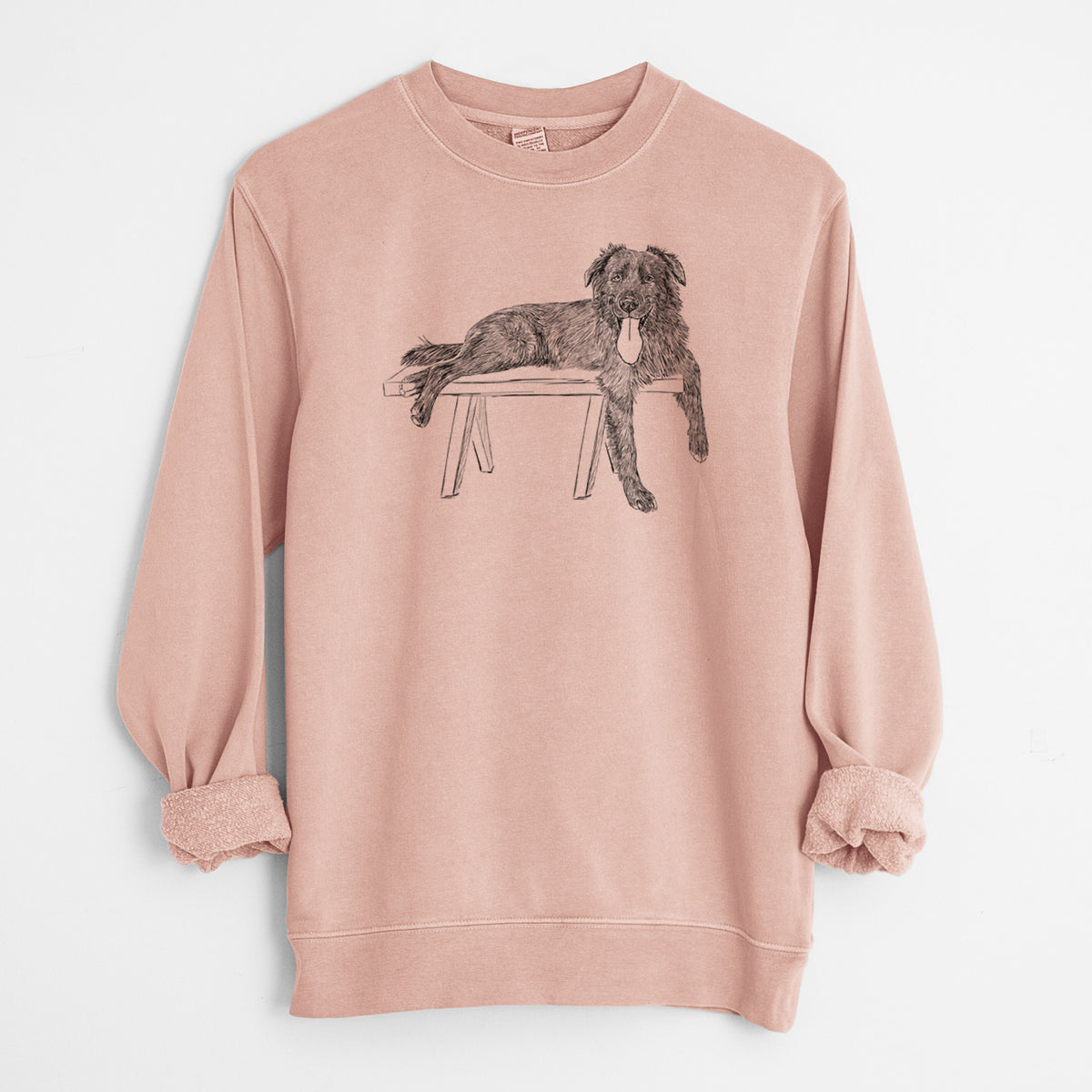 Doodled Millie the Husky Golden Retriever Mix - Unisex Pigment Dyed Crew Sweatshirt