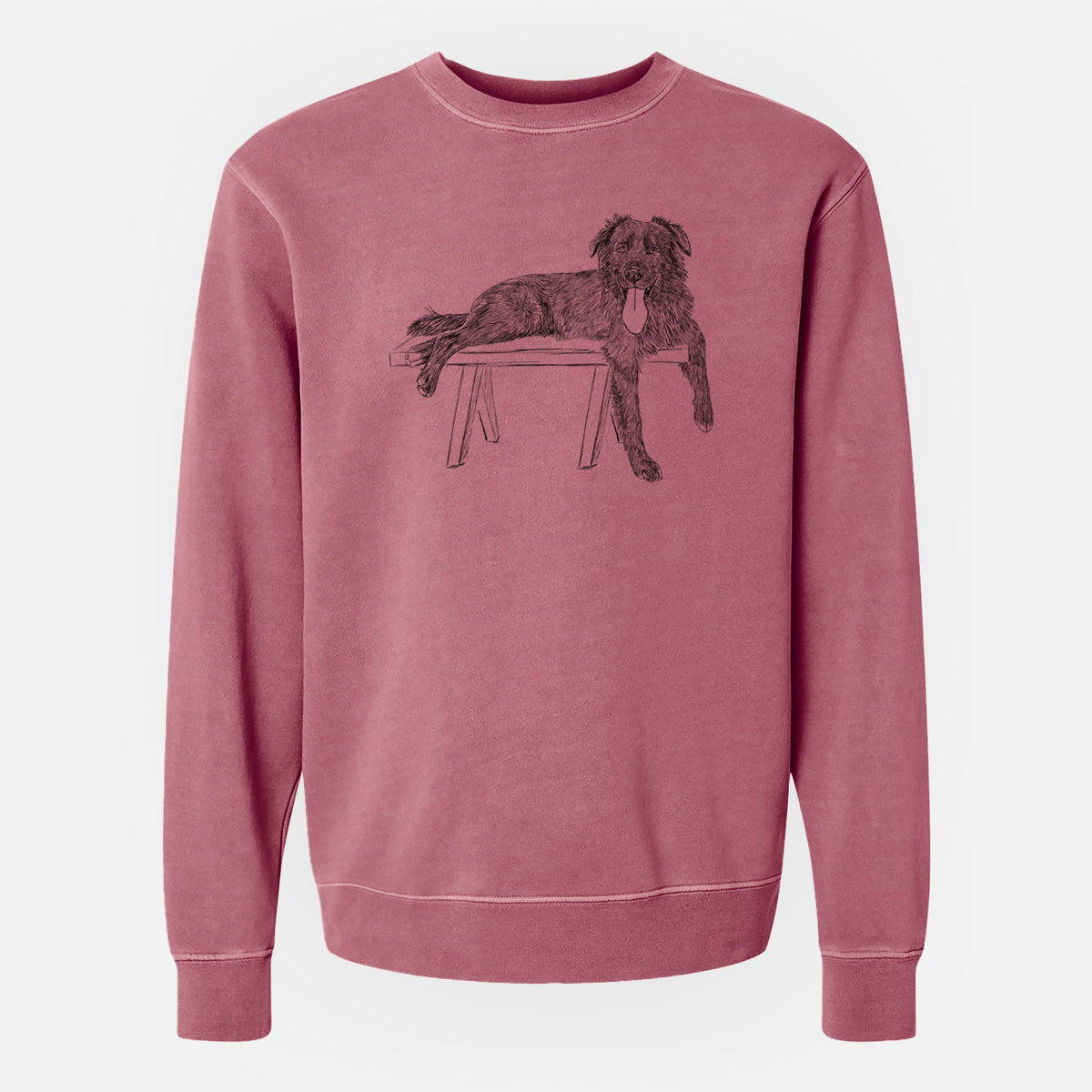 Doodled Millie the Husky Golden Retriever Mix - Unisex Pigment Dyed Crew Sweatshirt