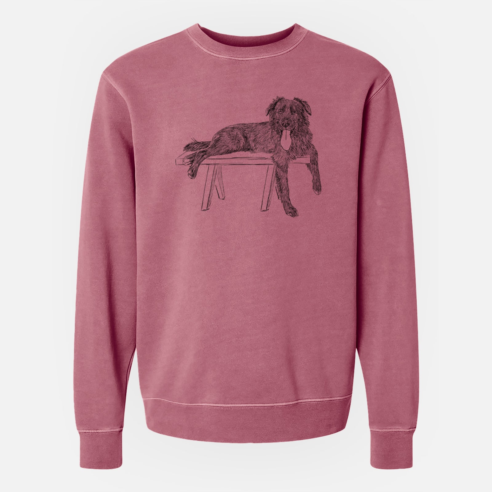 Doodled Millie the Husky Golden Retriever Mix - Unisex Pigment Dyed Crew Sweatshirt