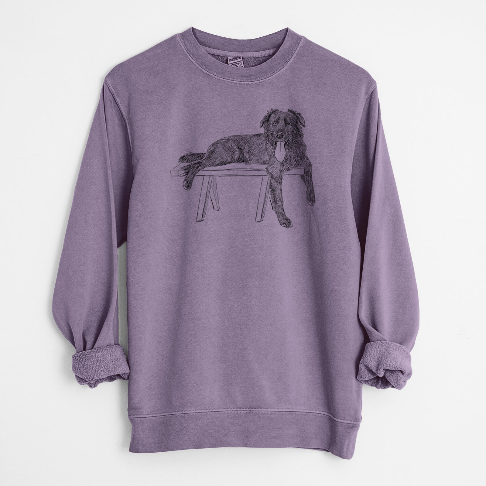 Doodled Millie the Husky Golden Retriever Mix - Unisex Pigment Dyed Crew Sweatshirt