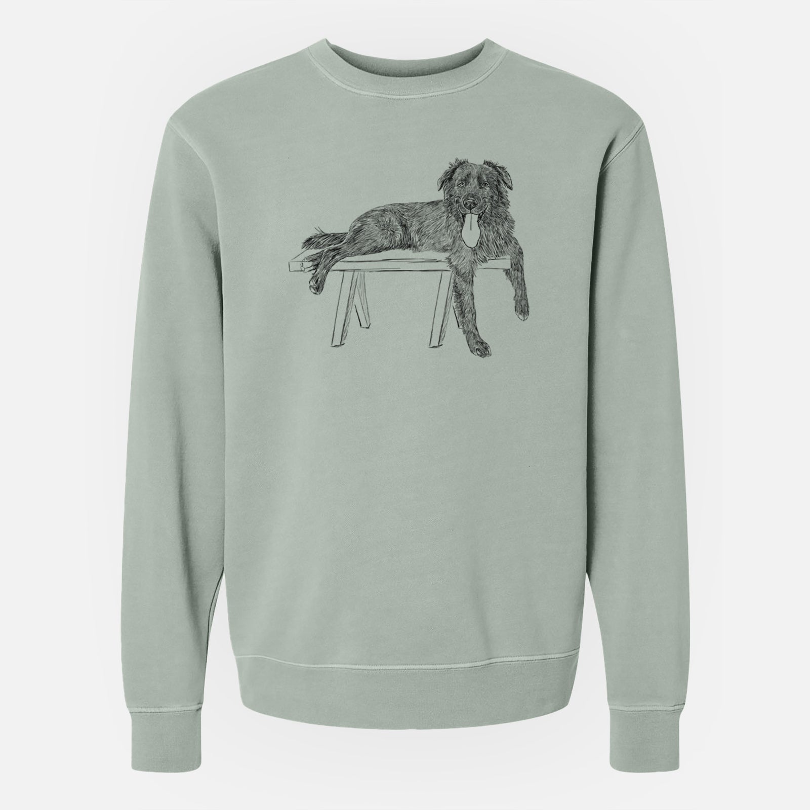 Doodled Millie the Husky Golden Retriever Mix - Unisex Pigment Dyed Crew Sweatshirt