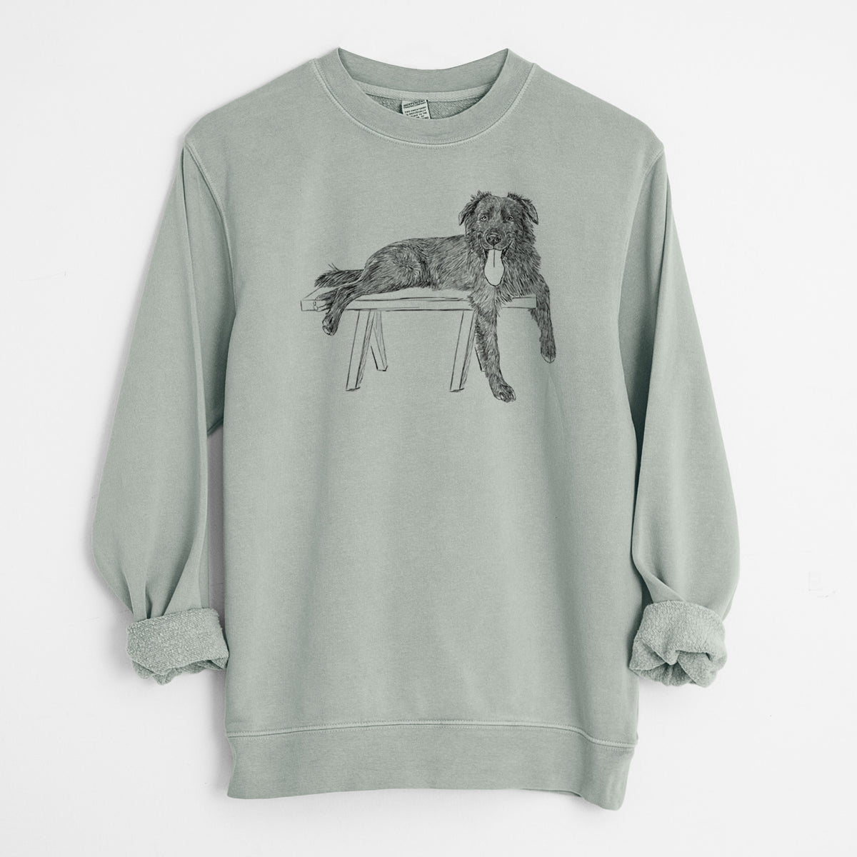 Doodled Millie the Husky Golden Retriever Mix - Unisex Pigment Dyed Crew Sweatshirt