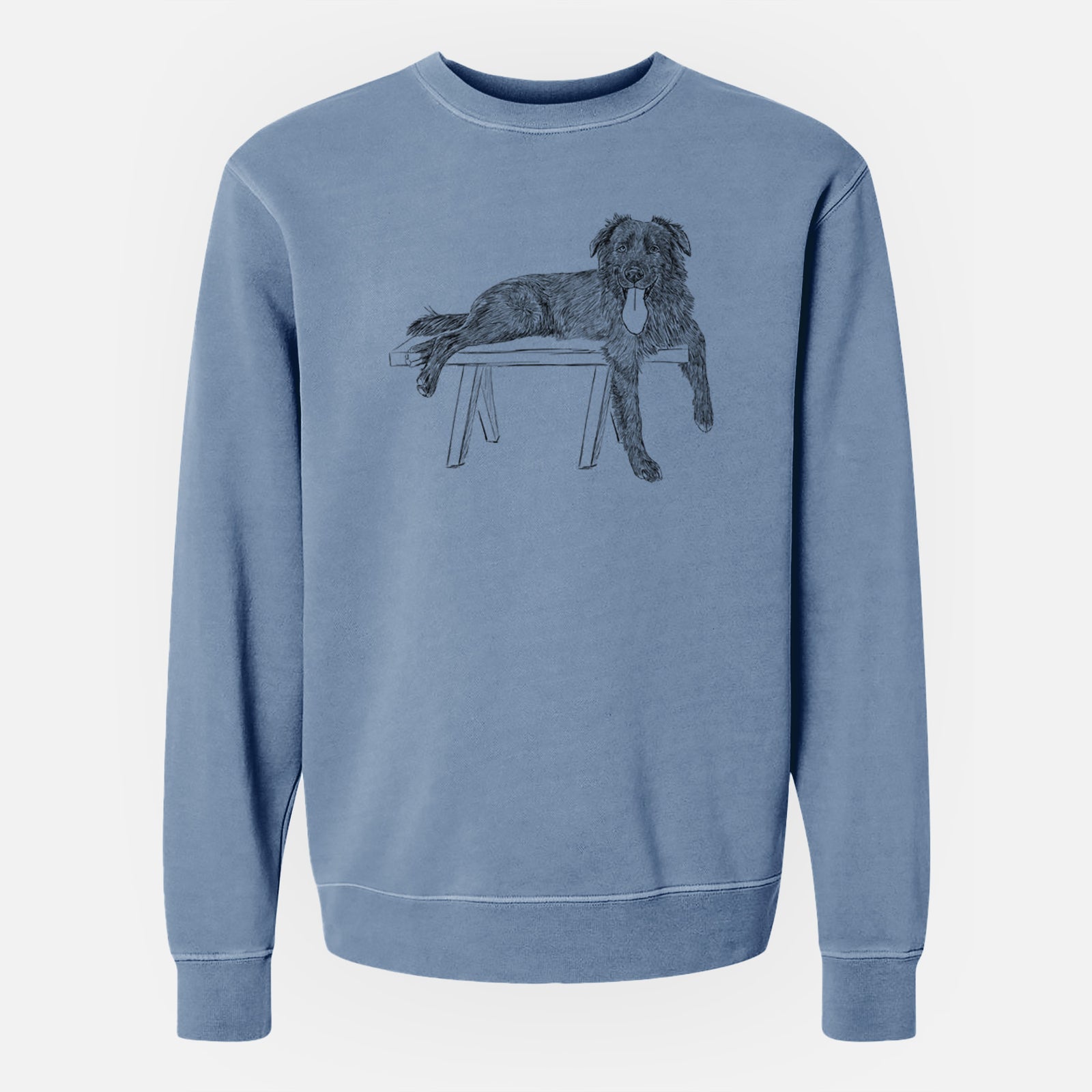 Doodled Millie the Husky Golden Retriever Mix - Unisex Pigment Dyed Crew Sweatshirt