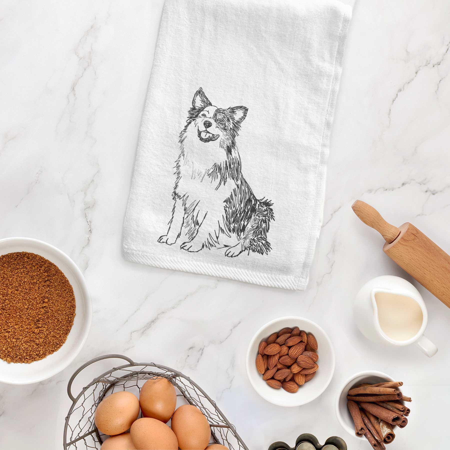 Doodled Mini Jack the Mini Aussie Decorative Hand Towel