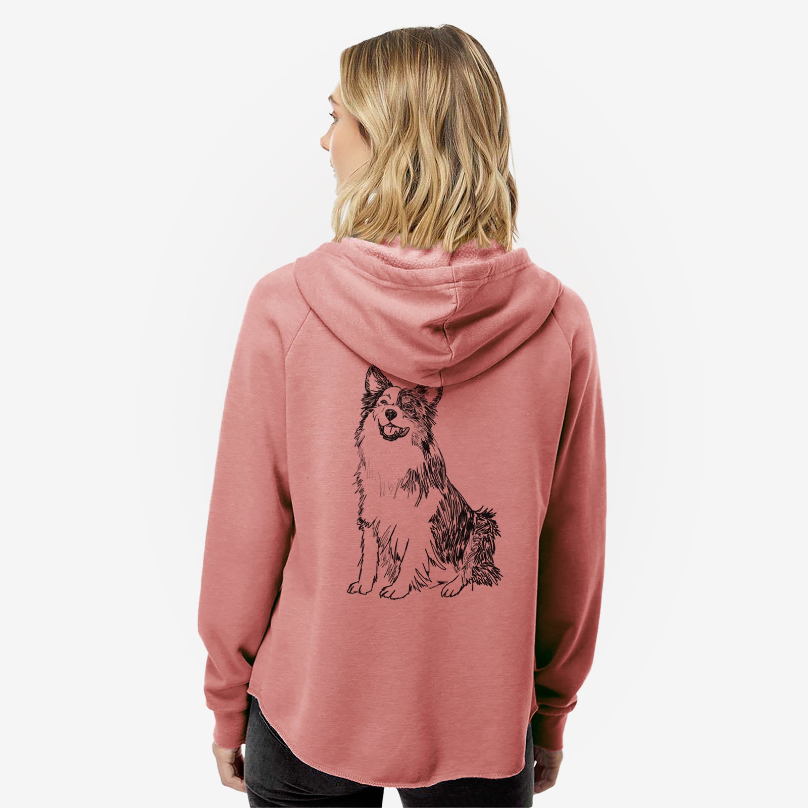 Doodled Mini Jack the Mini Aussie - Women's Cali Wave Zip-Up Sweatshirt
