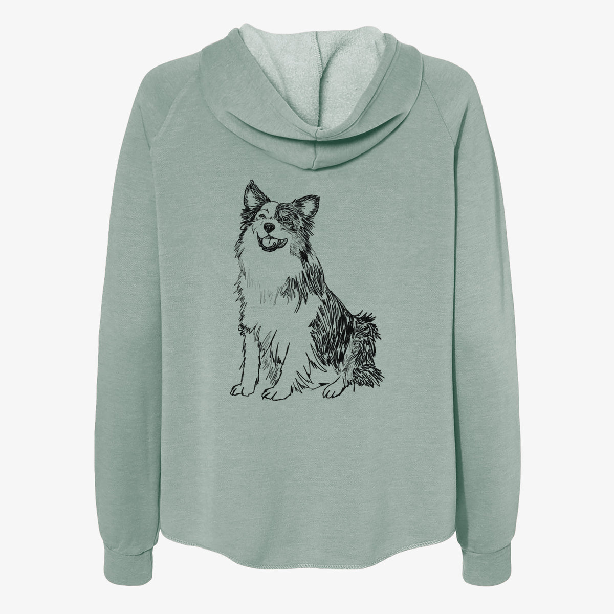 Doodled Mini Jack the Mini Aussie - Women's Cali Wave Zip-Up Sweatshirt