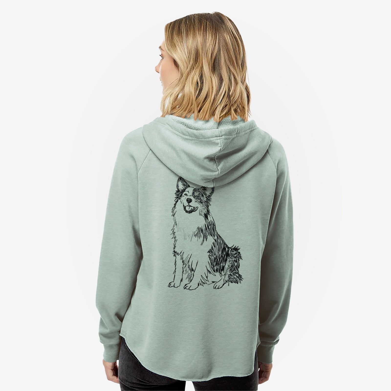 Doodled Mini Jack the Mini Aussie - Women's Cali Wave Zip-Up Sweatshirt
