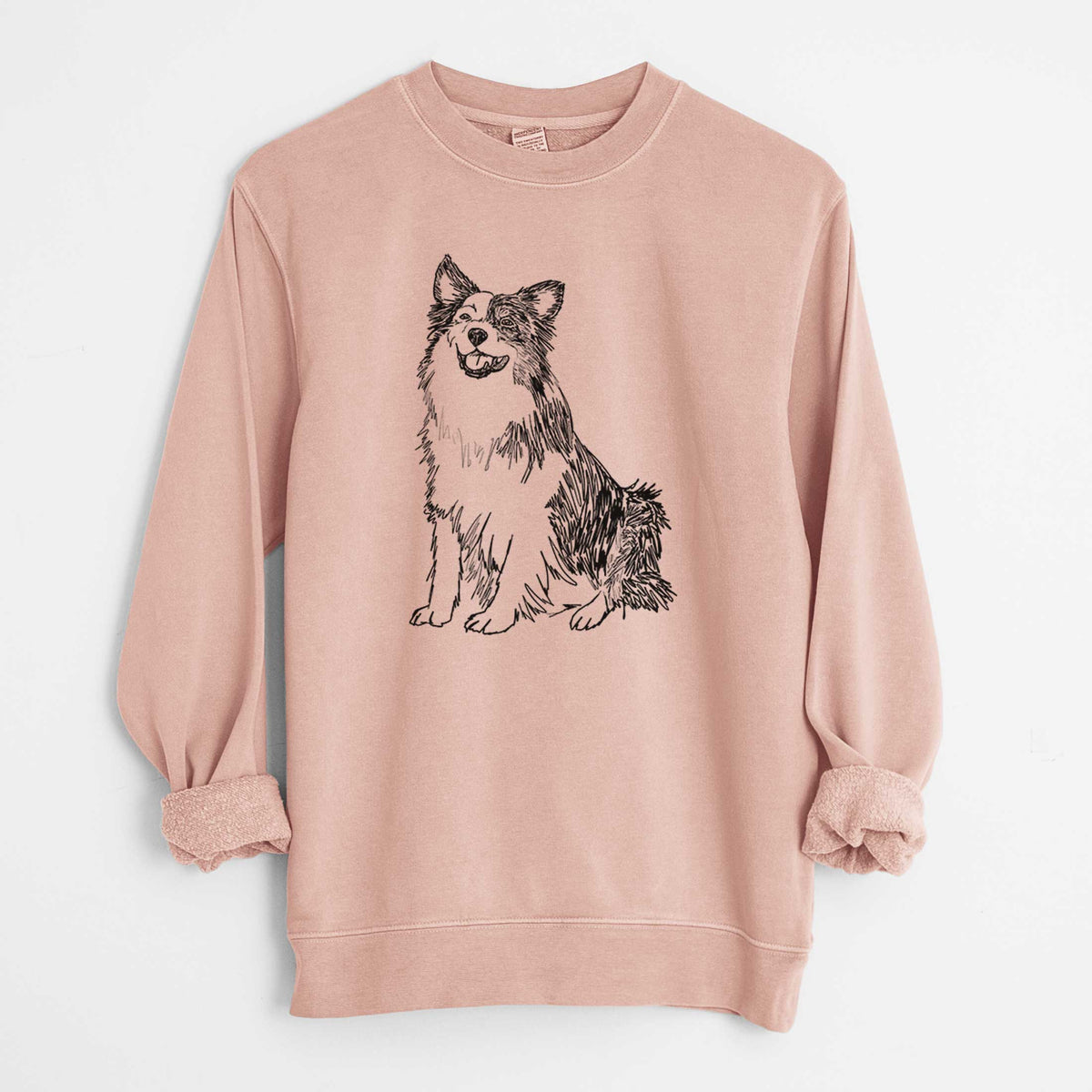 Doodled Mini Jack the Mini Aussie - Unisex Pigment Dyed Crew Sweatshirt