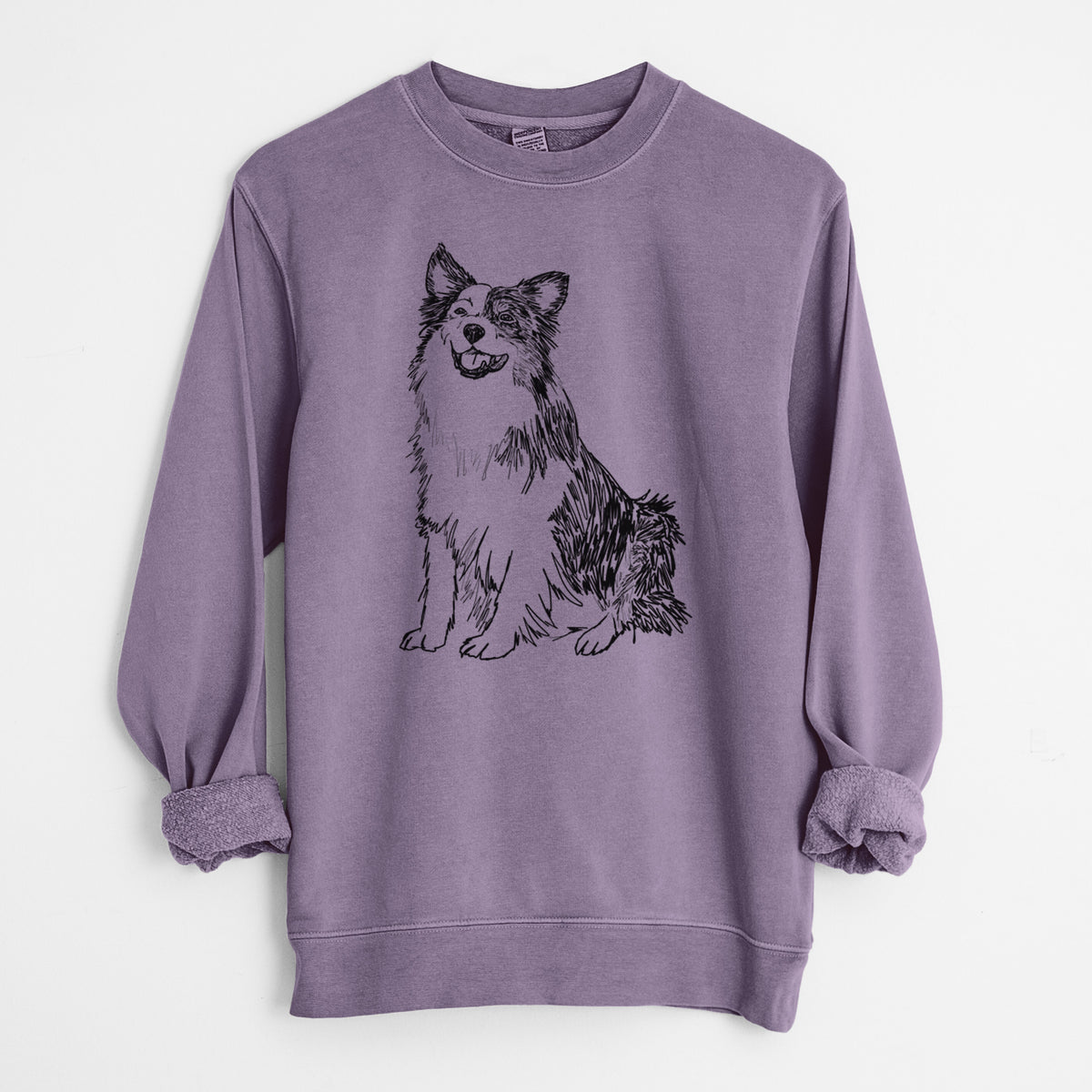 Doodled Mini Jack the Mini Aussie - Unisex Pigment Dyed Crew Sweatshirt