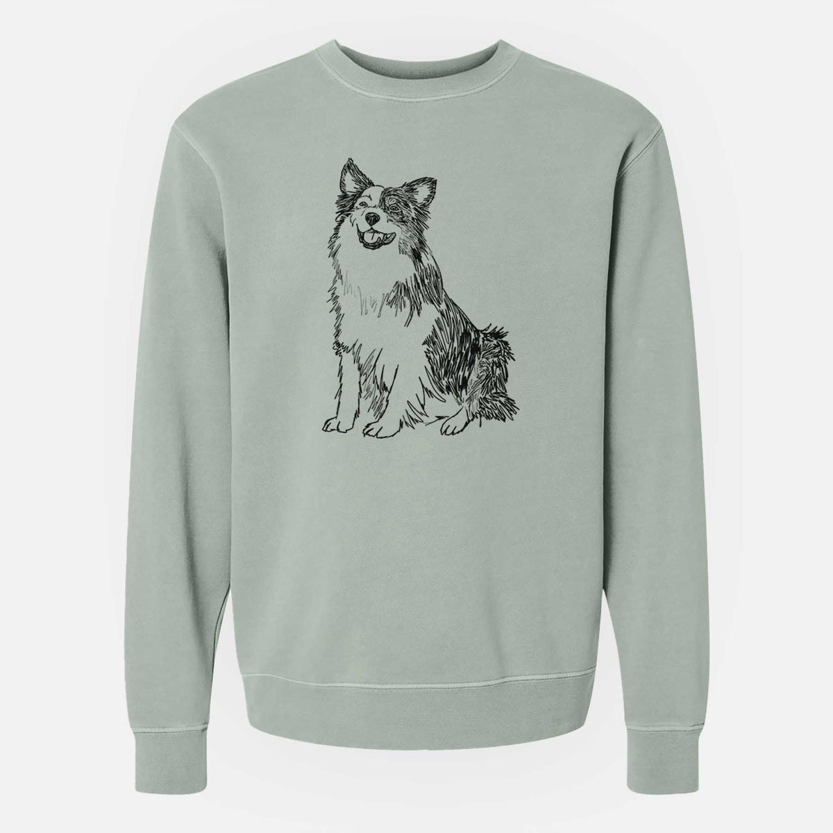 Doodled Mini Jack the Mini Aussie - Unisex Pigment Dyed Crew Sweatshirt