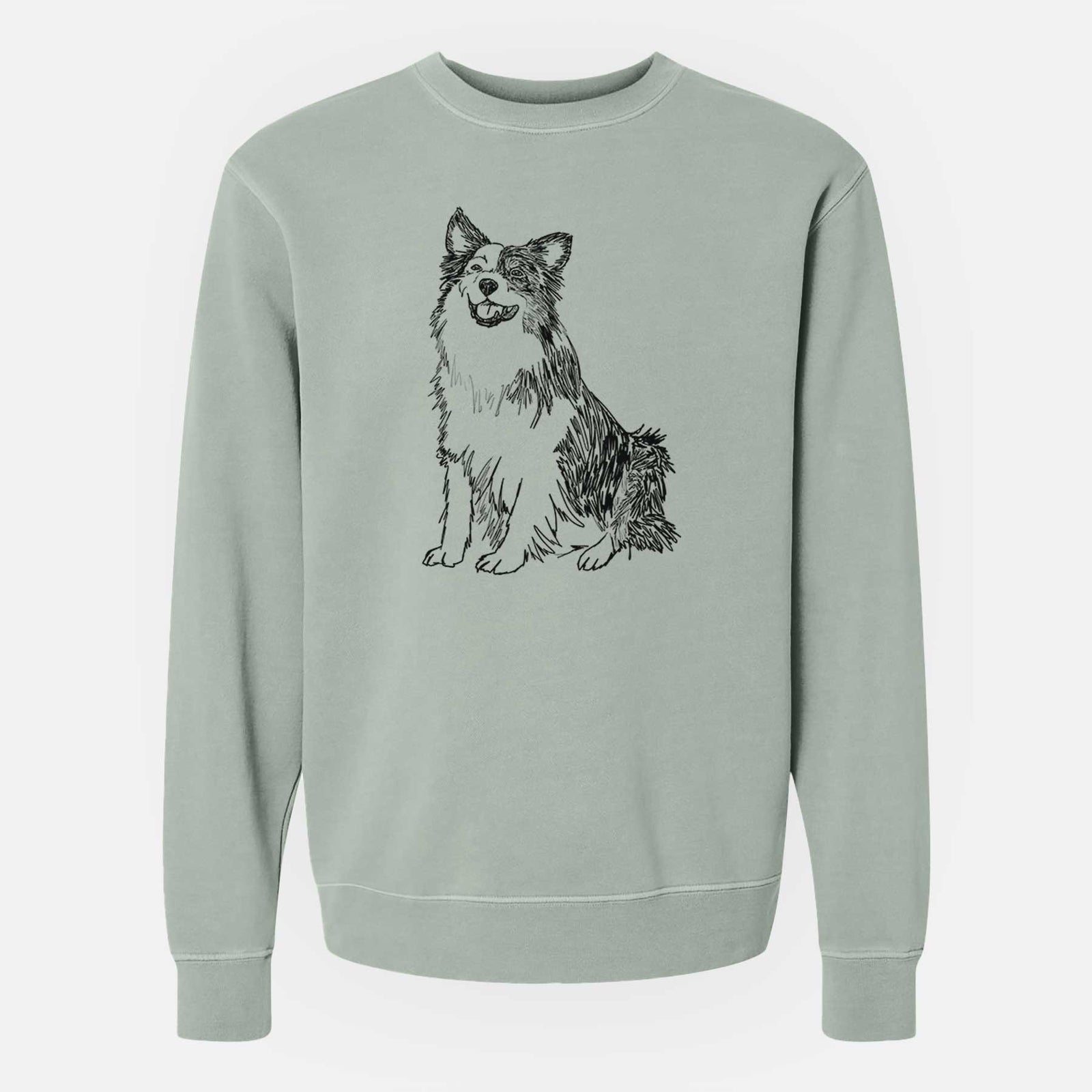 Doodled Mini Jack the Mini Aussie - Unisex Pigment Dyed Crew Sweatshirt