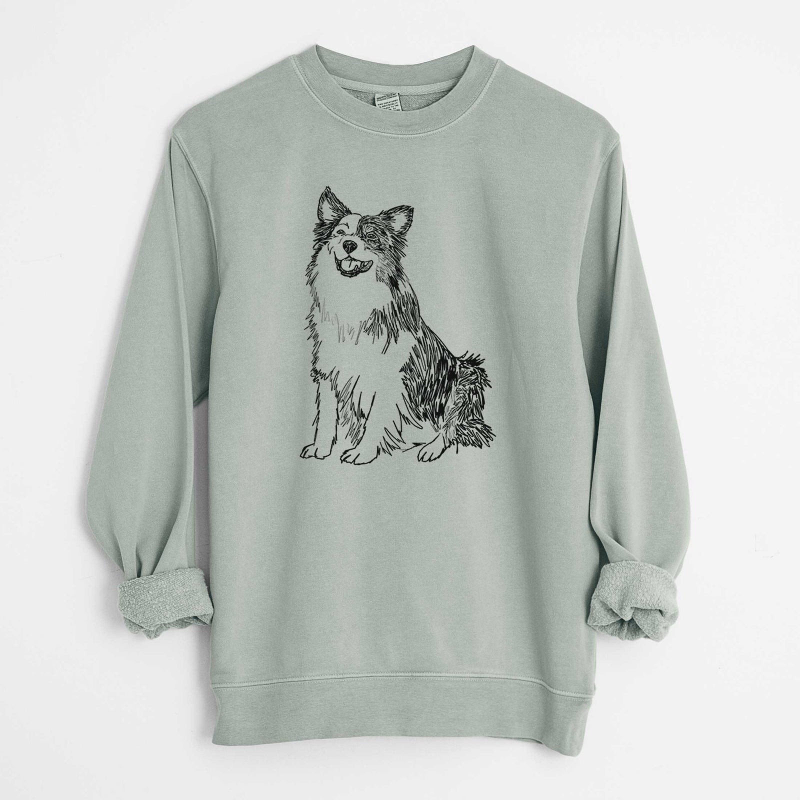 Doodled Mini Jack the Mini Aussie - Unisex Pigment Dyed Crew Sweatshirt