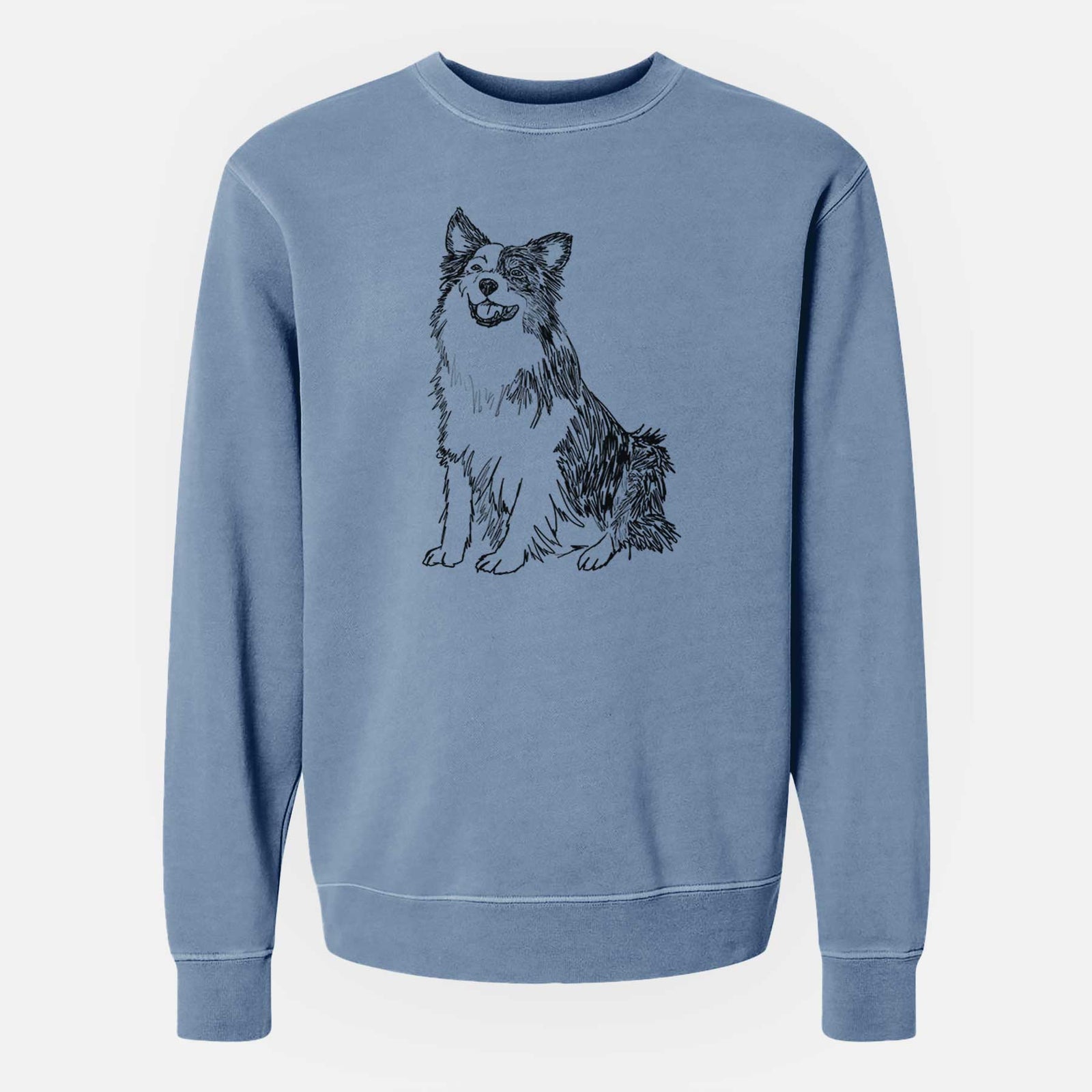 Doodled Mini Jack the Mini Aussie - Unisex Pigment Dyed Crew Sweatshirt
