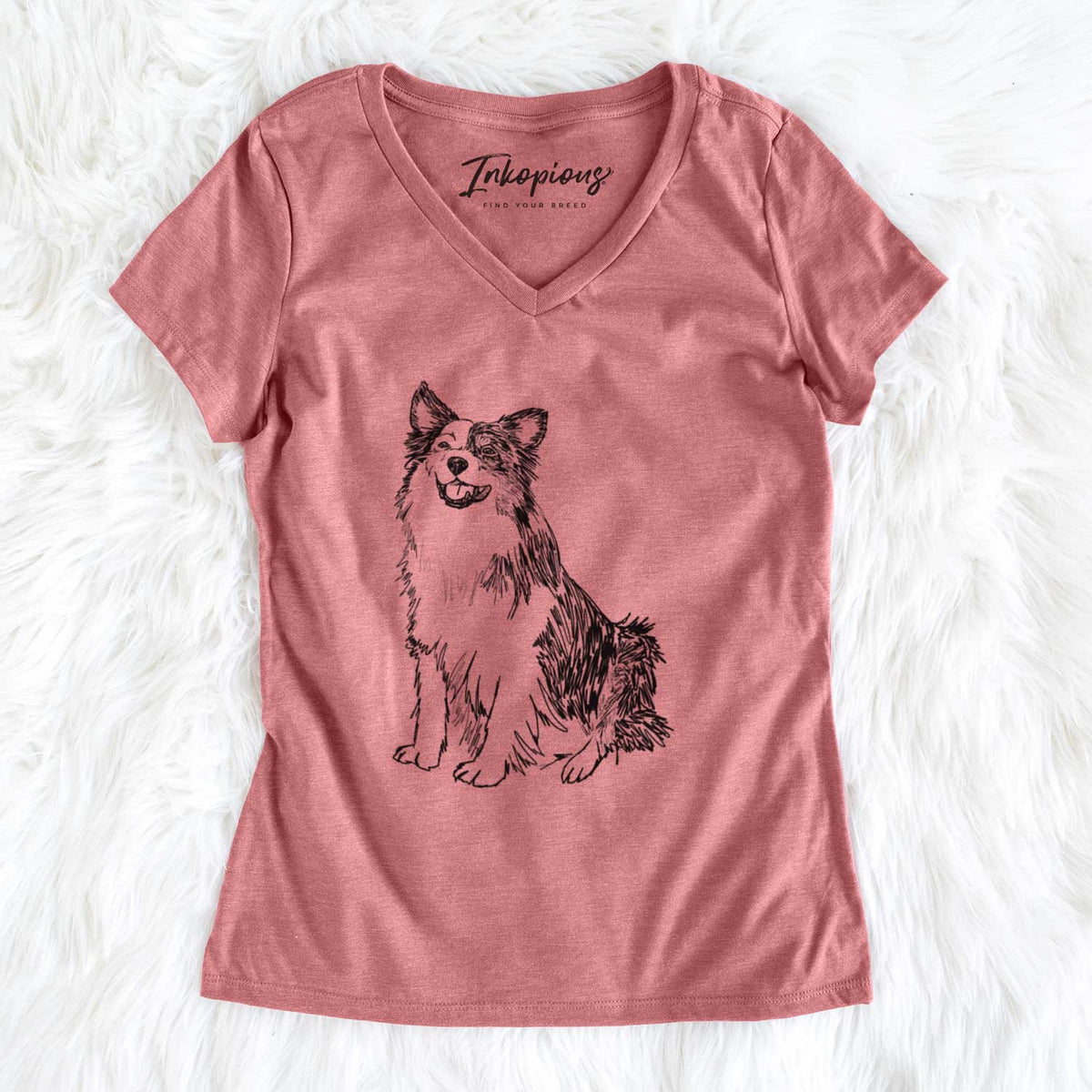 Doodled MiniJack the Mini Aussie - Women&#39;s V-neck Shirt