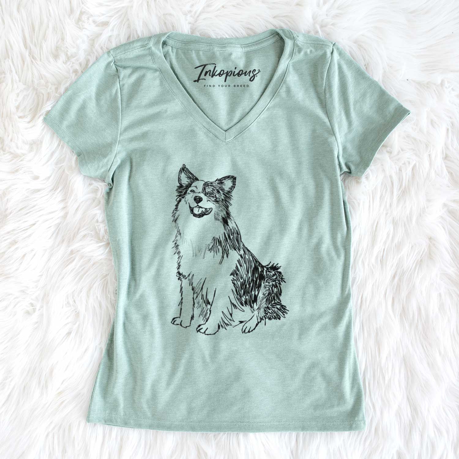 Doodled MiniJack the Mini Aussie - Women's V-neck Shirt