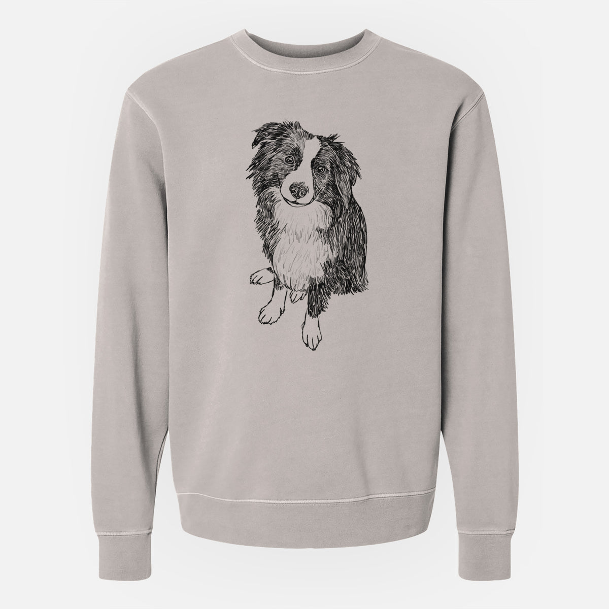 Doodled Mini Millie the Mini Aussie - Unisex Pigment Dyed Crew Sweatshirt
