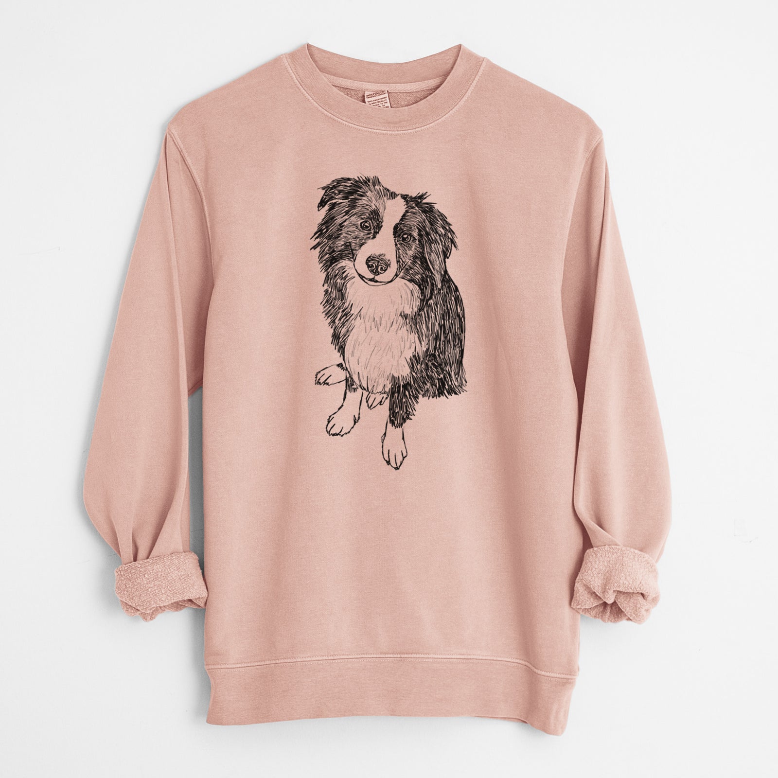 Doodled Mini Millie the Mini Aussie - Unisex Pigment Dyed Crew Sweatshirt