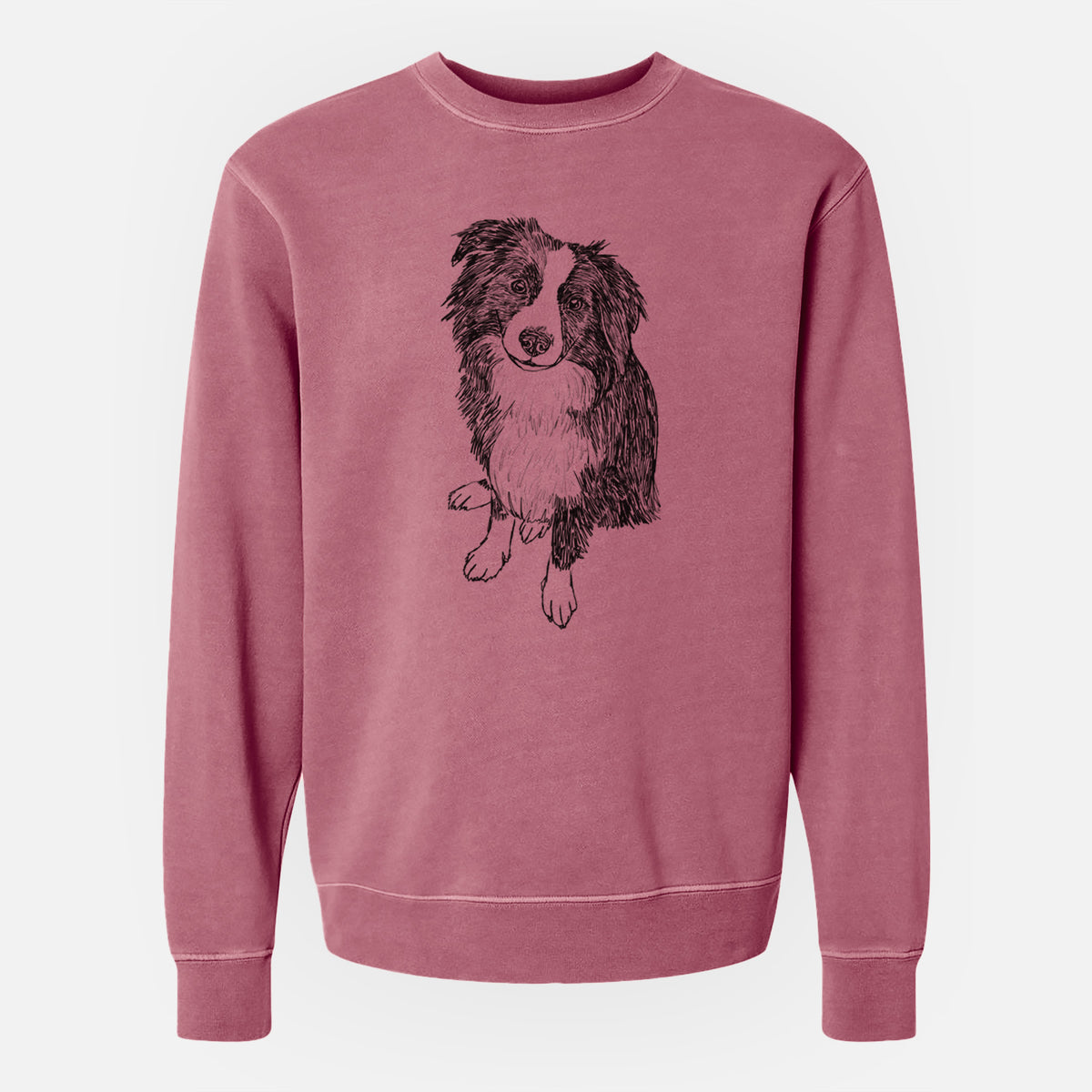 Doodled Mini Millie the Mini Aussie - Unisex Pigment Dyed Crew Sweatshirt