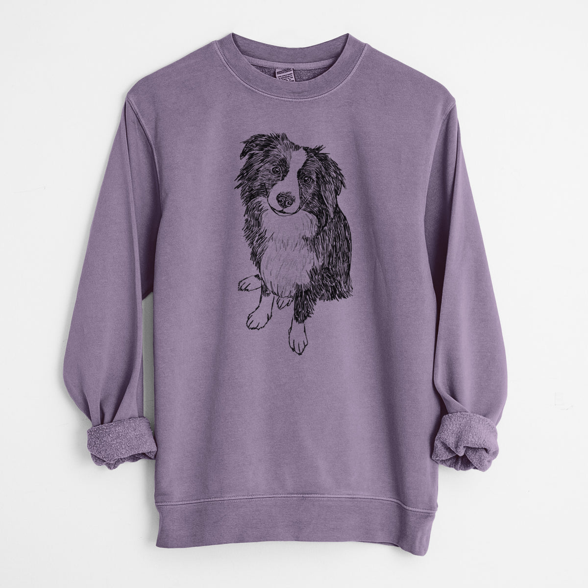 Doodled Mini Millie the Mini Aussie - Unisex Pigment Dyed Crew Sweatshirt