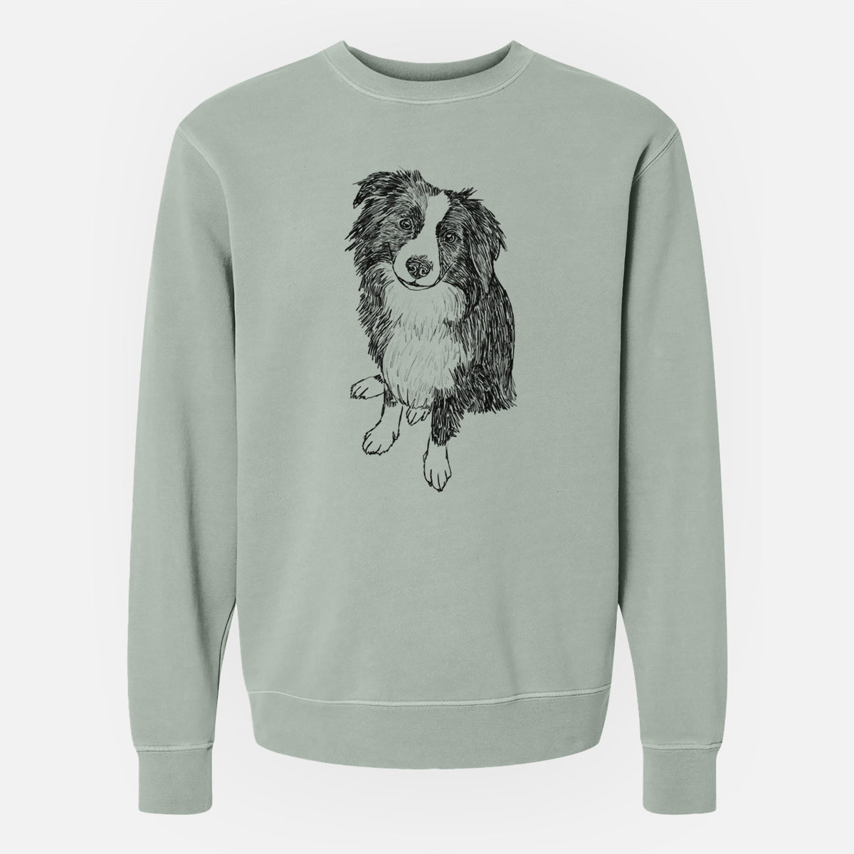 Doodled Mini Millie the Mini Aussie - Unisex Pigment Dyed Crew Sweatshirt