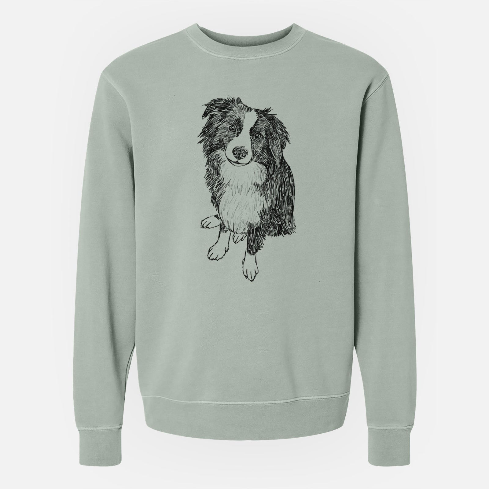 Doodled Mini Millie the Mini Aussie - Unisex Pigment Dyed Crew Sweatshirt