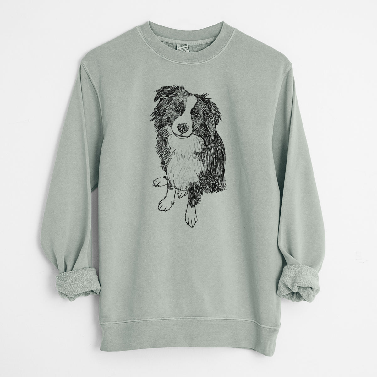 Doodled Mini Millie the Mini Aussie - Unisex Pigment Dyed Crew Sweatshirt