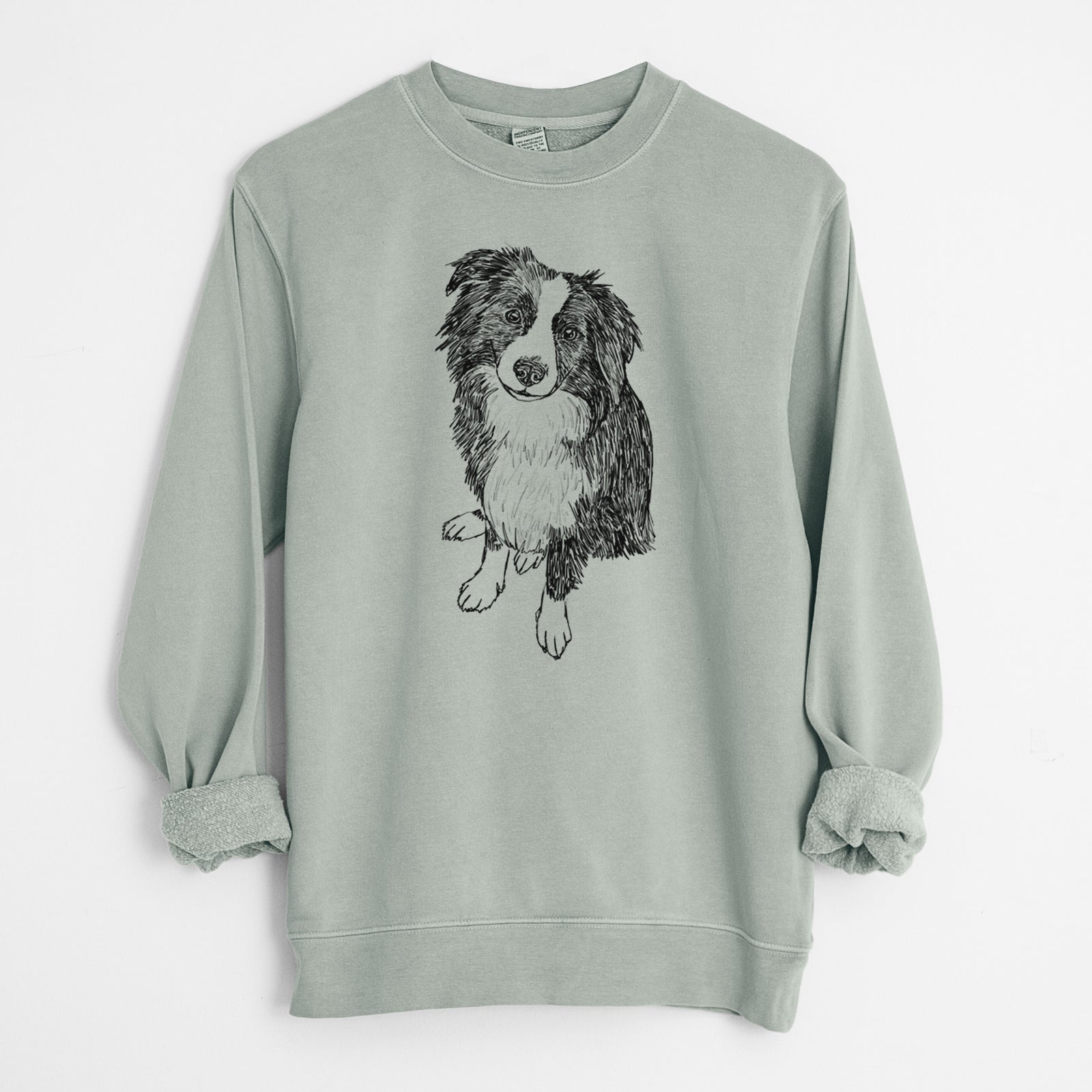 Doodled Mini Millie the Mini Aussie - Unisex Pigment Dyed Crew Sweatshirt