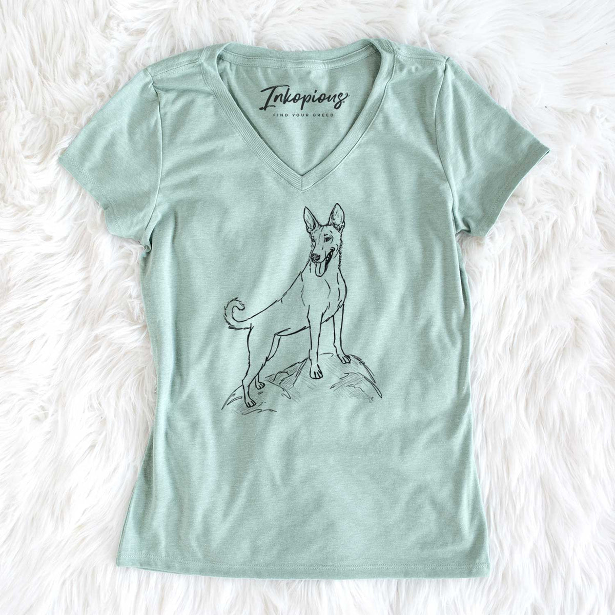 Doodled Mochi the Carolina Dog - Women&#39;s V-neck Shirt