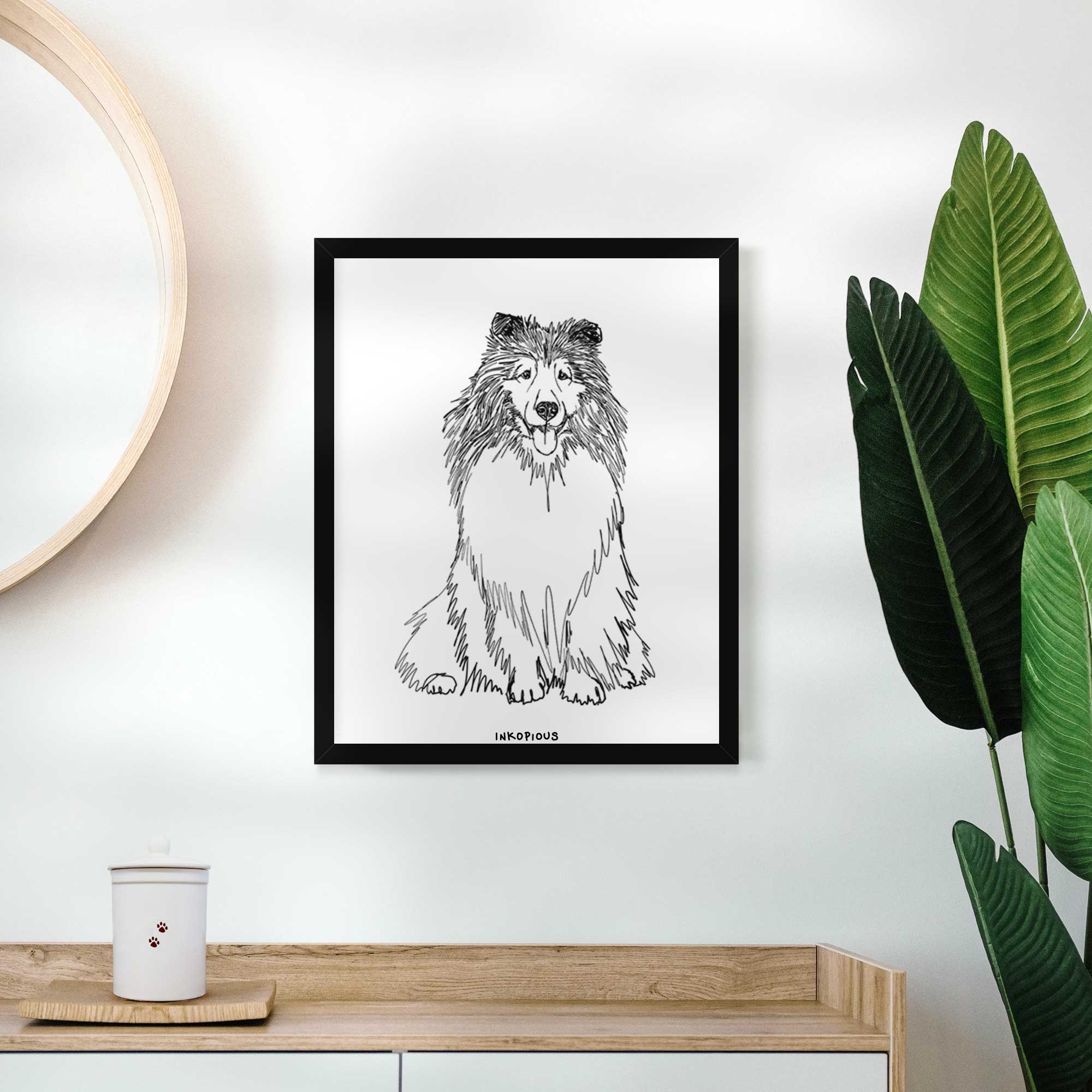 Doodled Monroe the Shetland Sheepdog Art Print