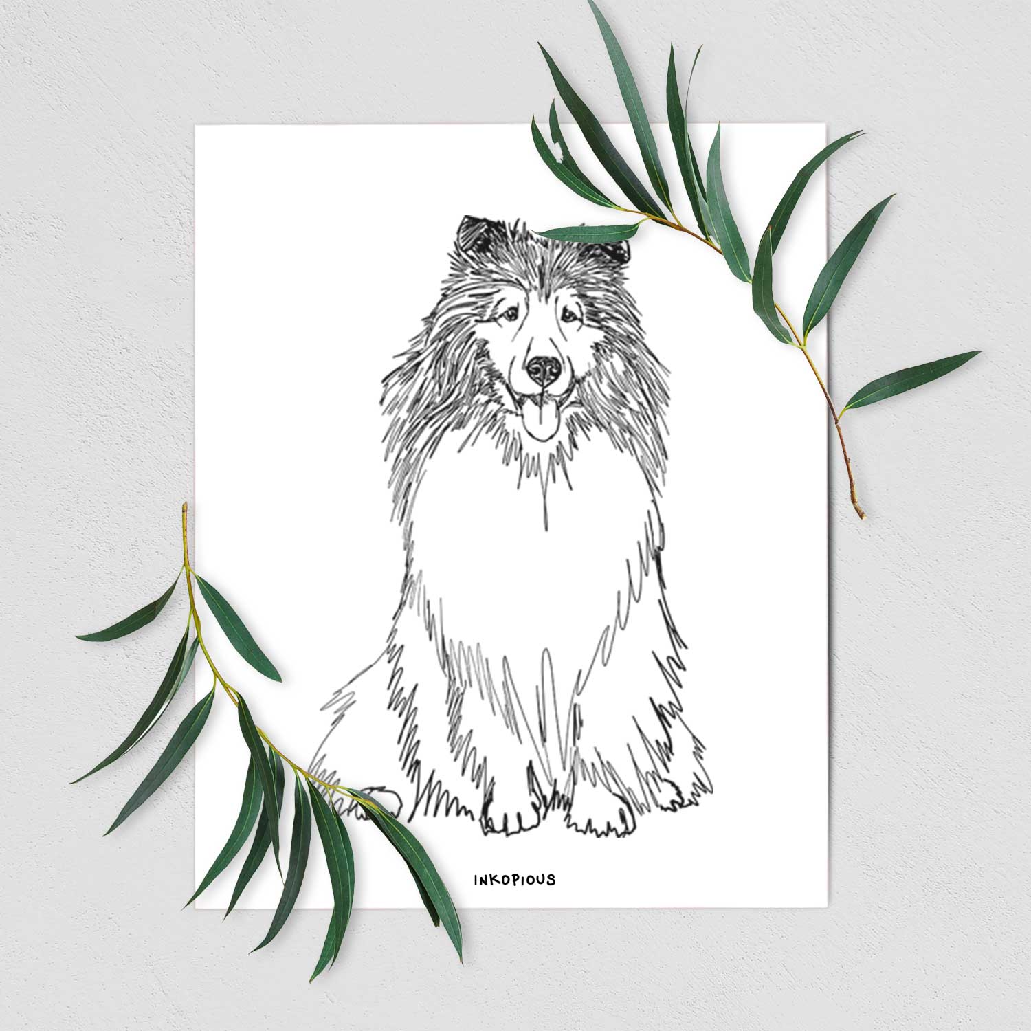 Doodled Monroe the Shetland Sheepdog Art Print