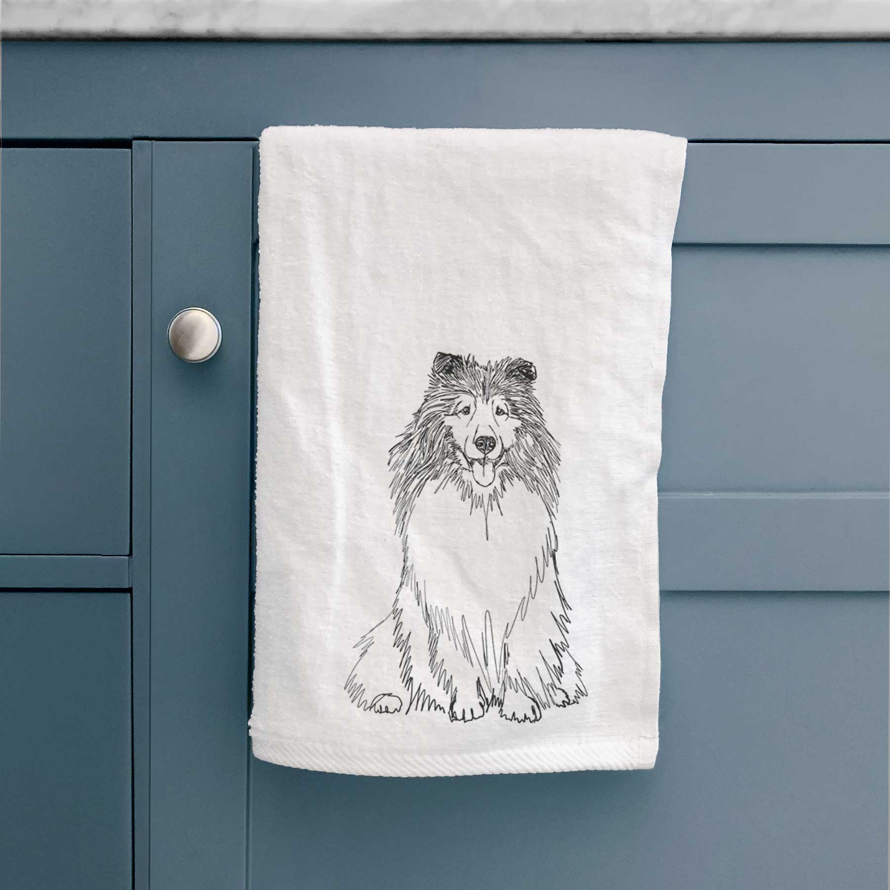 Doodled Monroe the Shetland Sheepdog Decorative Hand Towel