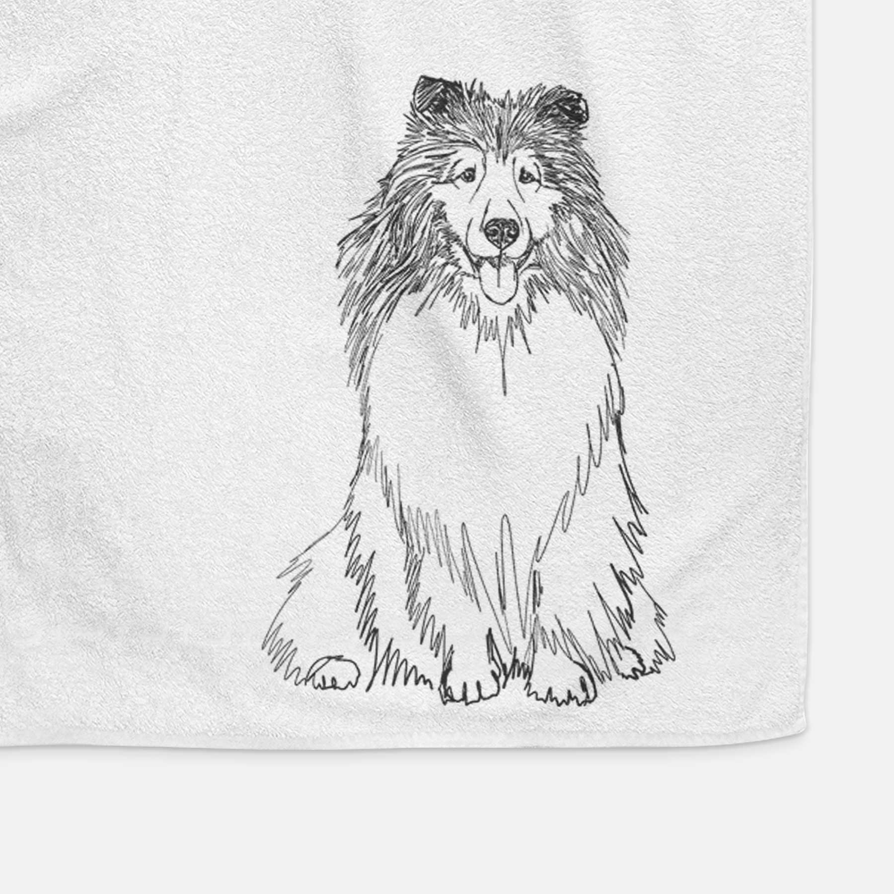 Doodled Monroe the Shetland Sheepdog Decorative Hand Towel