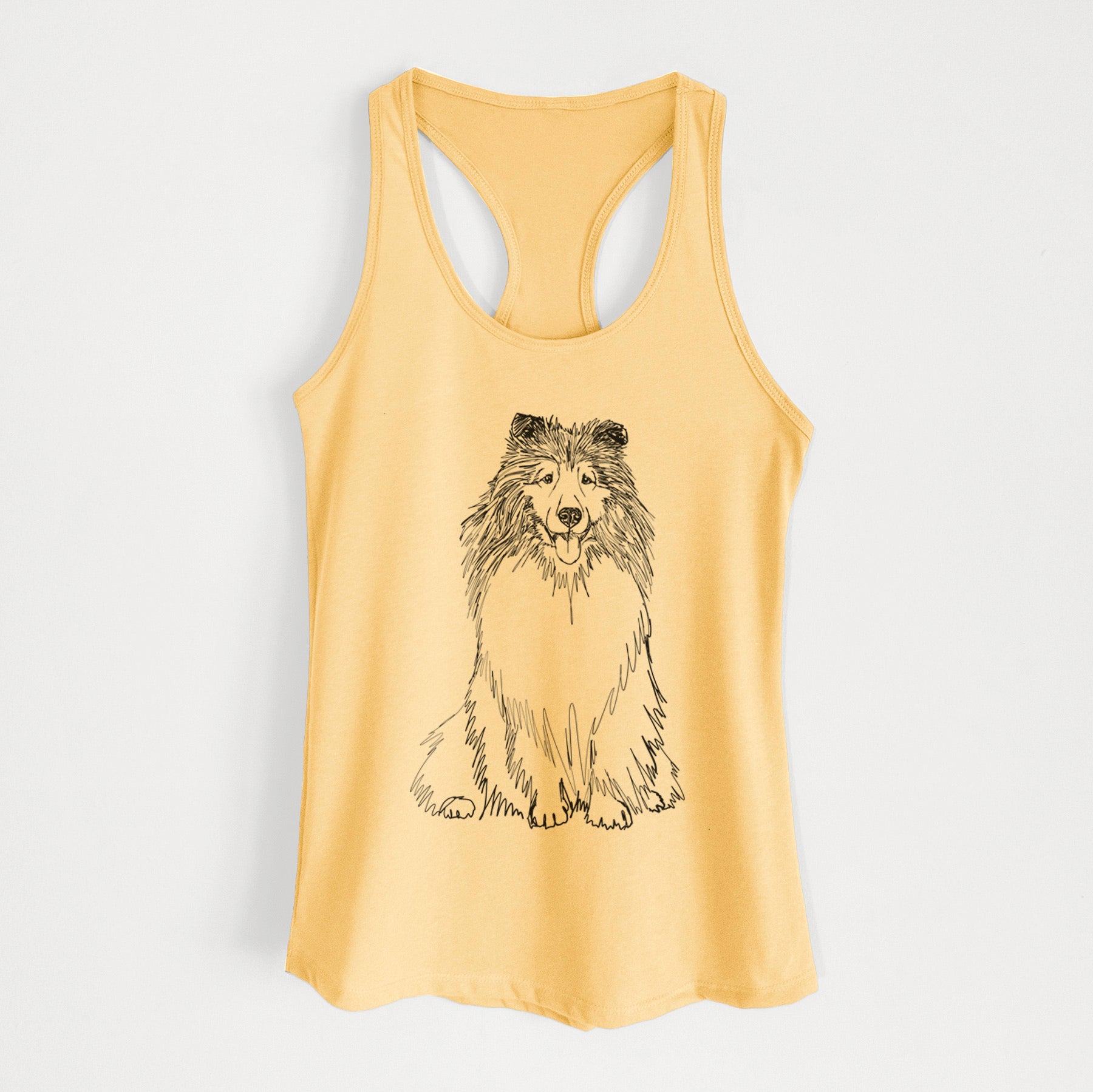 Doodled Monroe the Shetland Sheepdog - Women's Racerback Tanktop