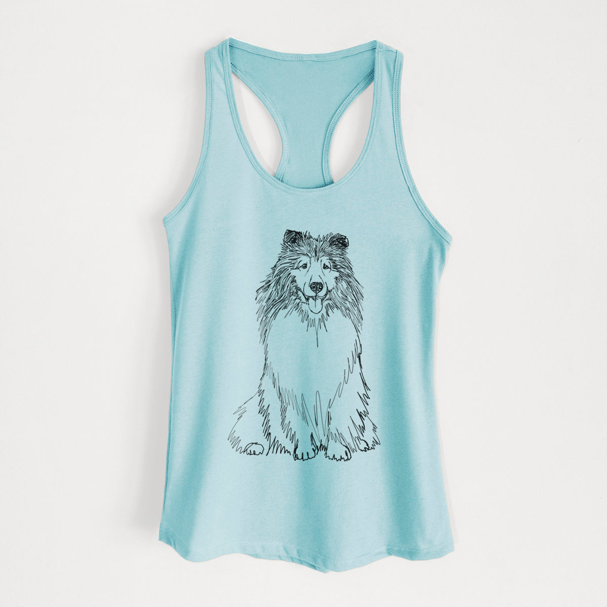 Doodled Monroe the Shetland Sheepdog - Women&#39;s Racerback Tanktop