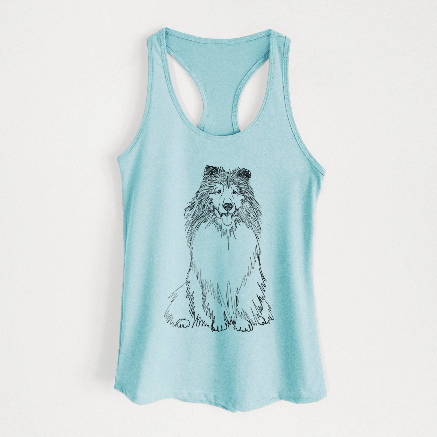 Doodled Monroe the Shetland Sheepdog - Women's Racerback Tanktop