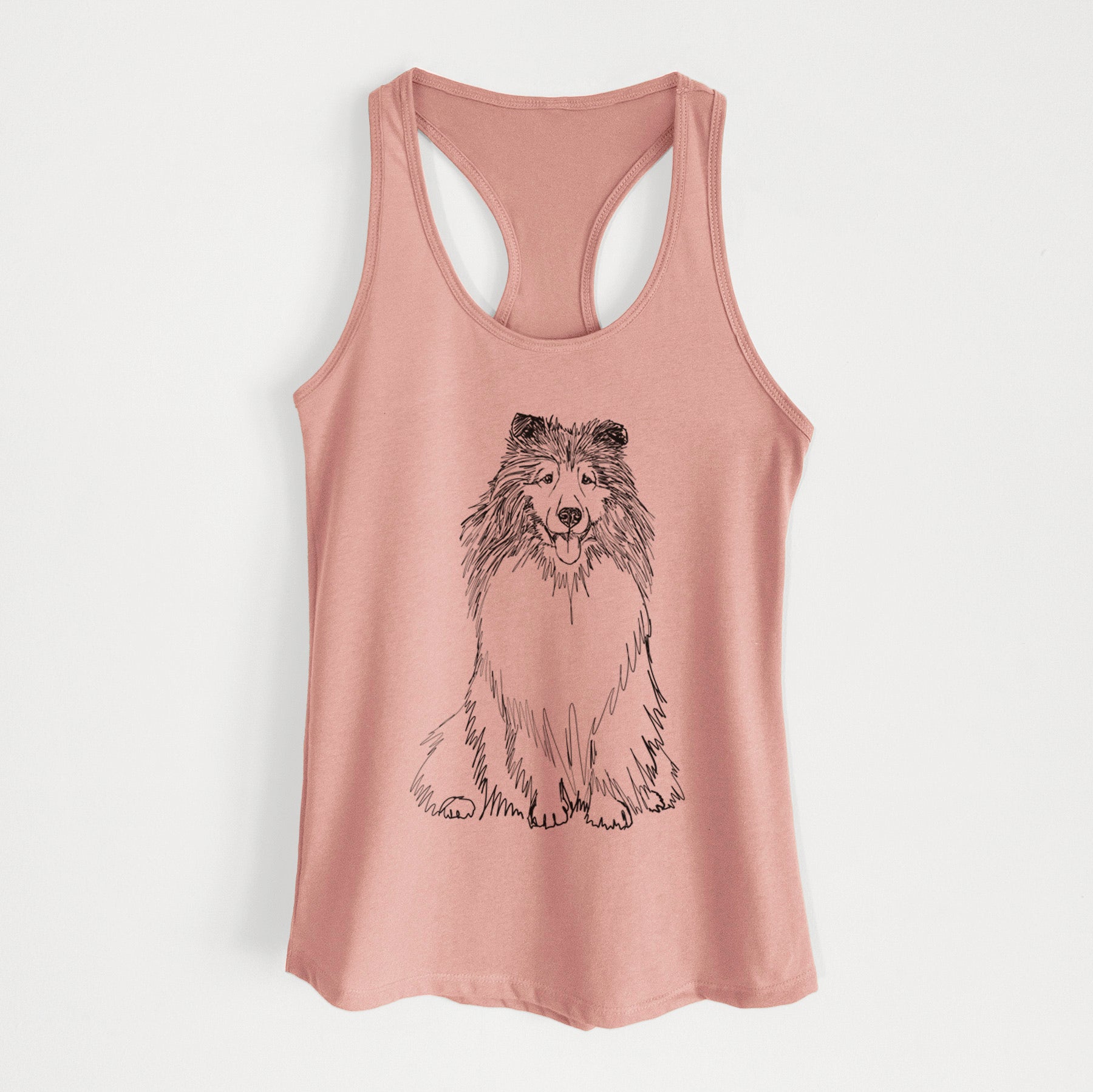 Doodled Monroe the Shetland Sheepdog - Women's Racerback Tanktop