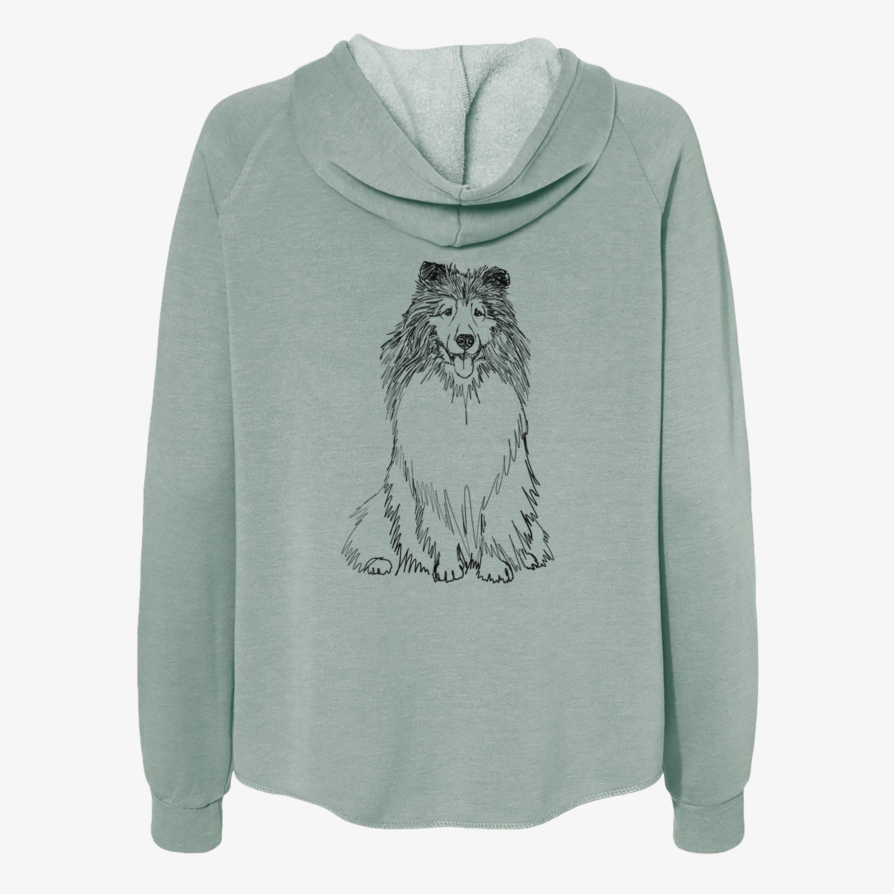 Doodled Monroe the Shetland Sheepdog - Women's Cali Wave Zip-Up Sweatshirt