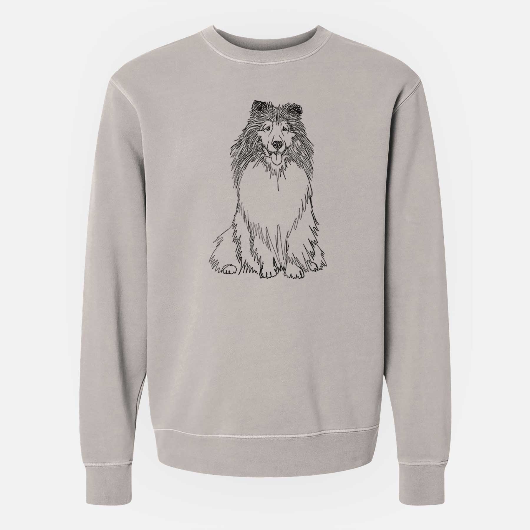 Doodled Monroe the Shetland Sheepdog - Unisex Pigment Dyed Crew Sweatshirt