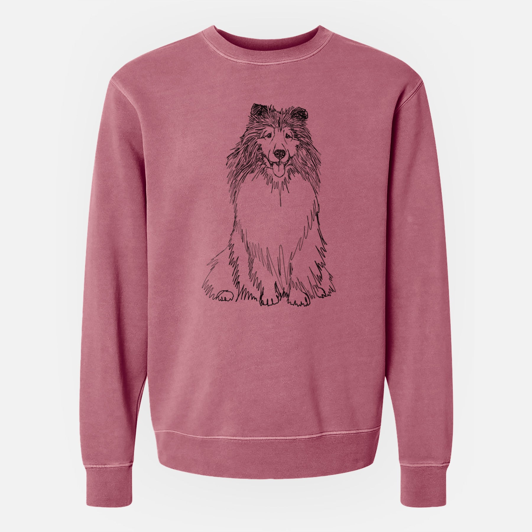 Doodled Monroe the Shetland Sheepdog - Unisex Pigment Dyed Crew Sweatshirt