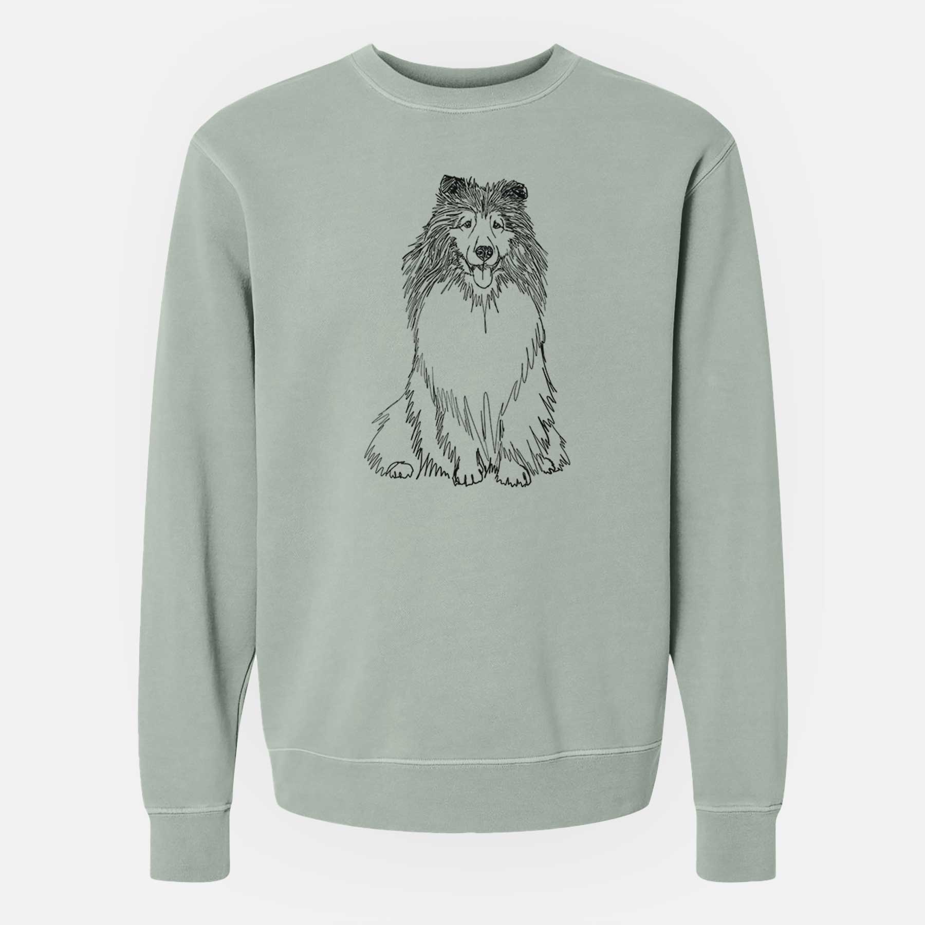 Doodled Monroe the Shetland Sheepdog - Unisex Pigment Dyed Crew Sweatshirt