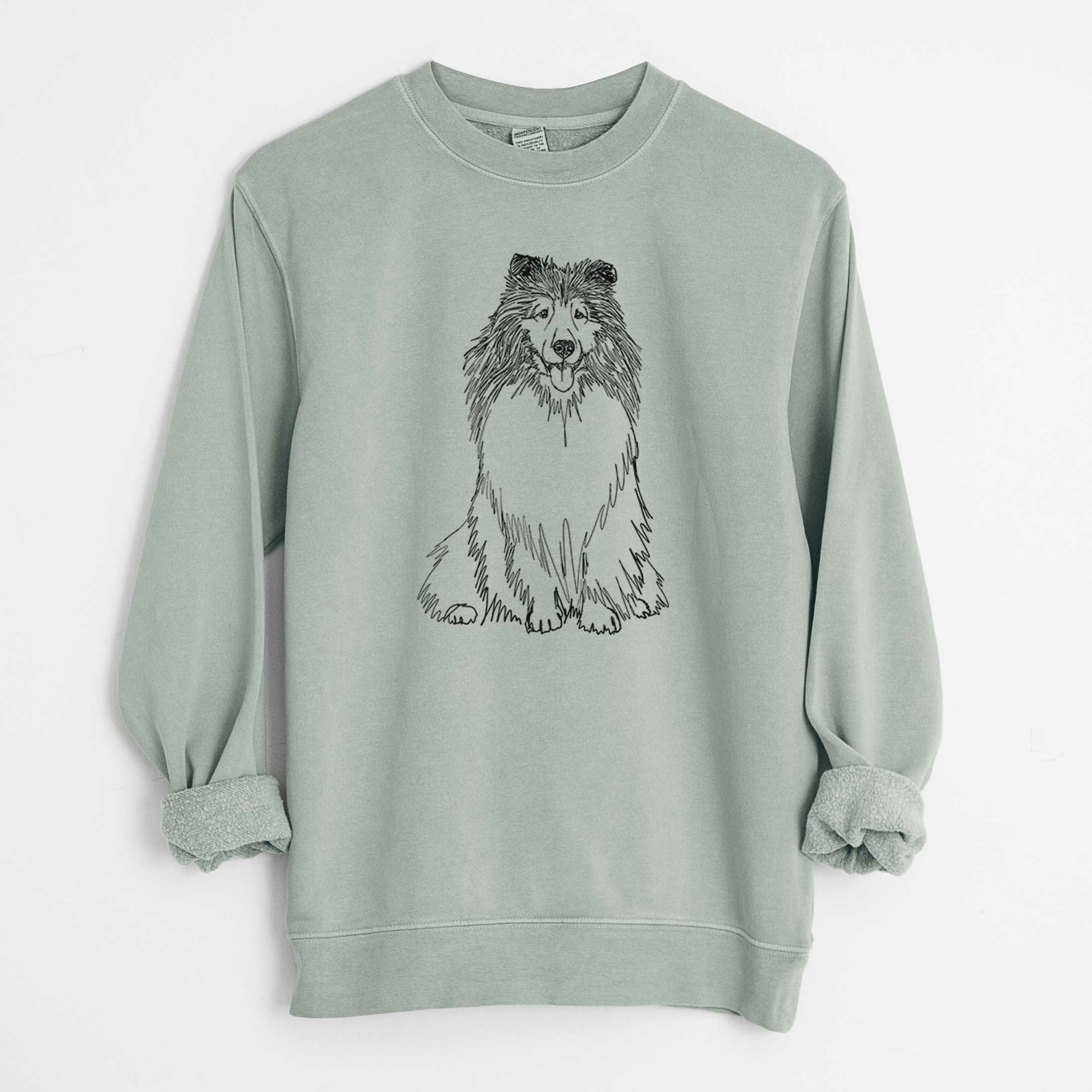 Doodled Monroe the Shetland Sheepdog - Unisex Pigment Dyed Crew Sweatshirt