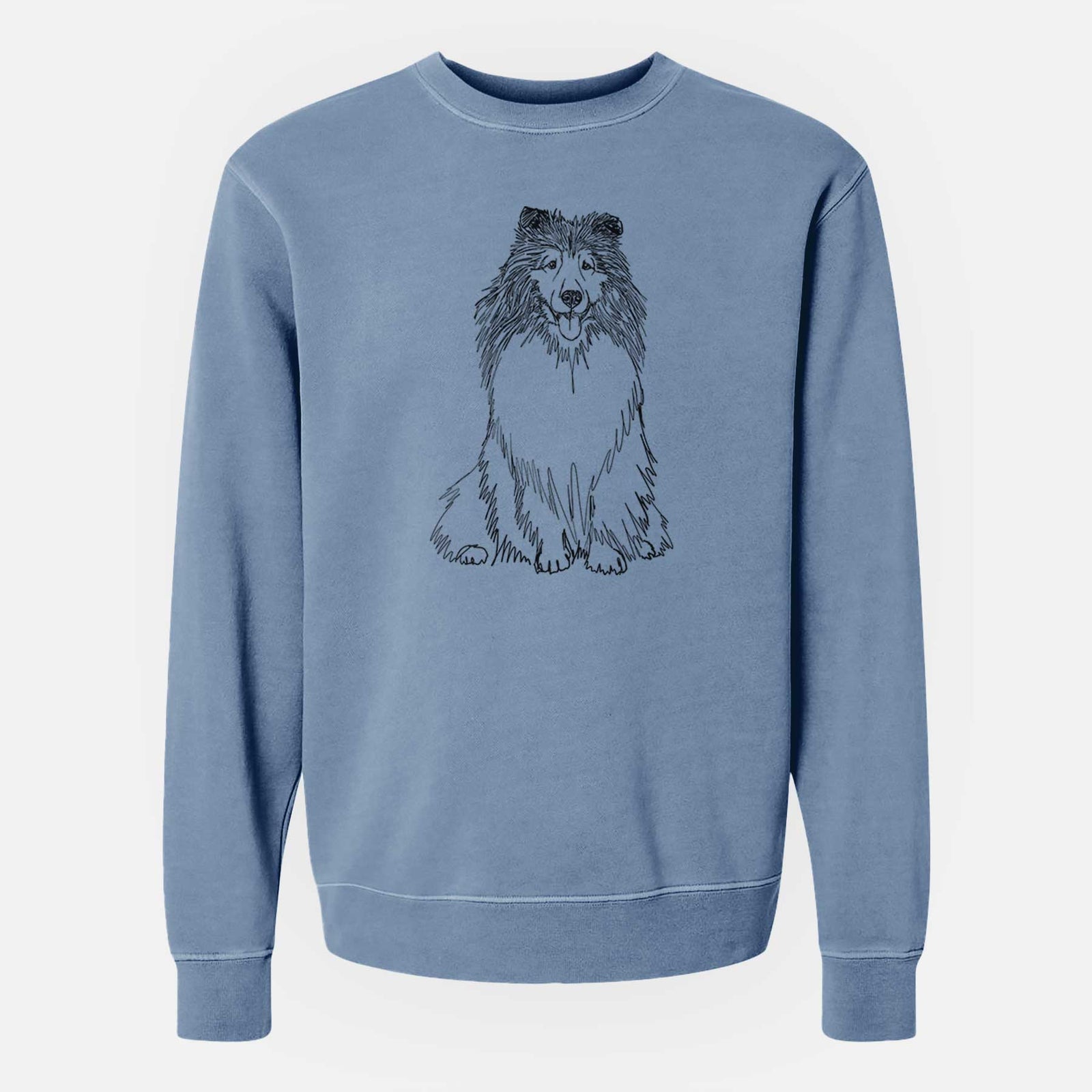 Doodled Monroe the Shetland Sheepdog - Unisex Pigment Dyed Crew Sweatshirt