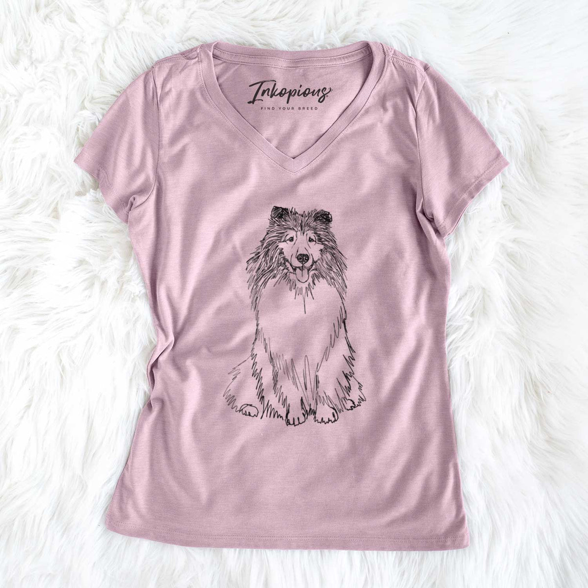 Doodled Monroe the Shetland Sheepdog - Women&#39;s V-neck Shirt