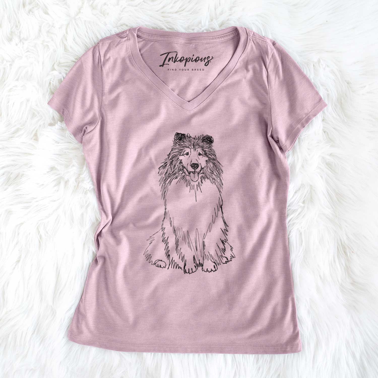 Doodled Monroe the Shetland Sheepdog - Women's V-neck Shirt