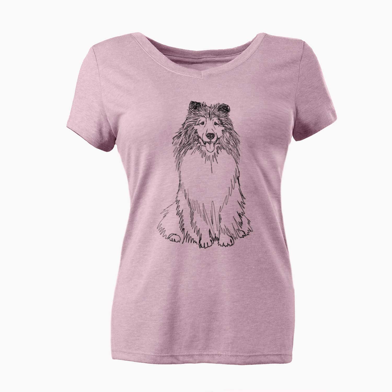 Doodled Monroe the Shetland Sheepdog - Women's V-neck Shirt