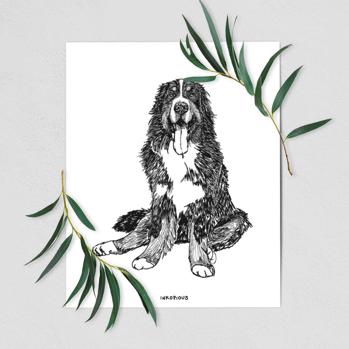 Doodled Moose the Bernese Mountain Dog Art Print