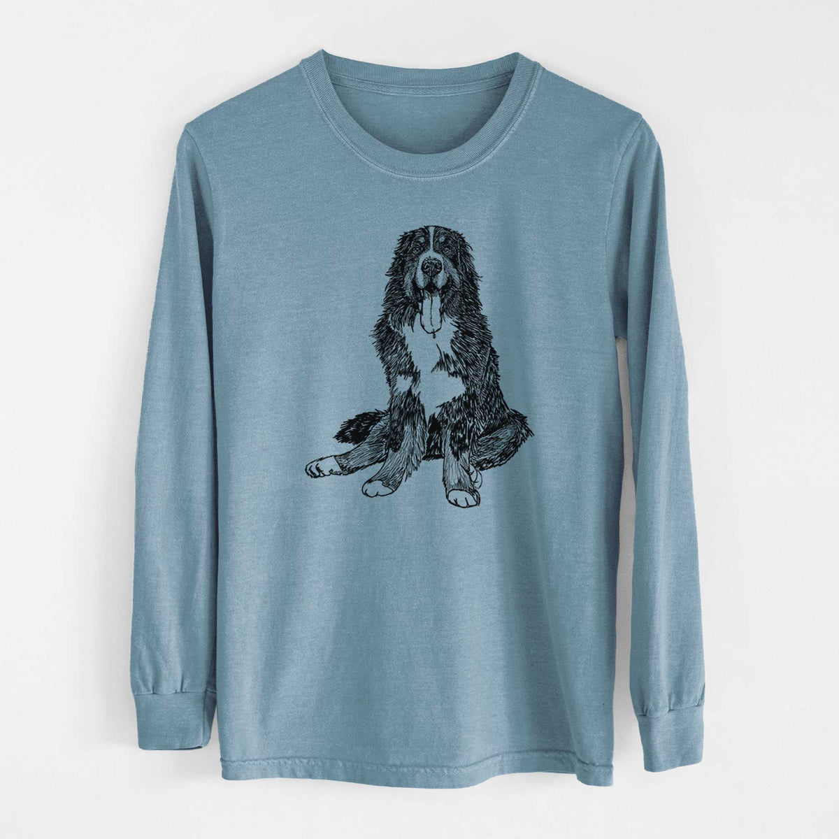 Doodled Moose the Bernese Mountain Dog - Heavyweight 100% Cotton Long Sleeve