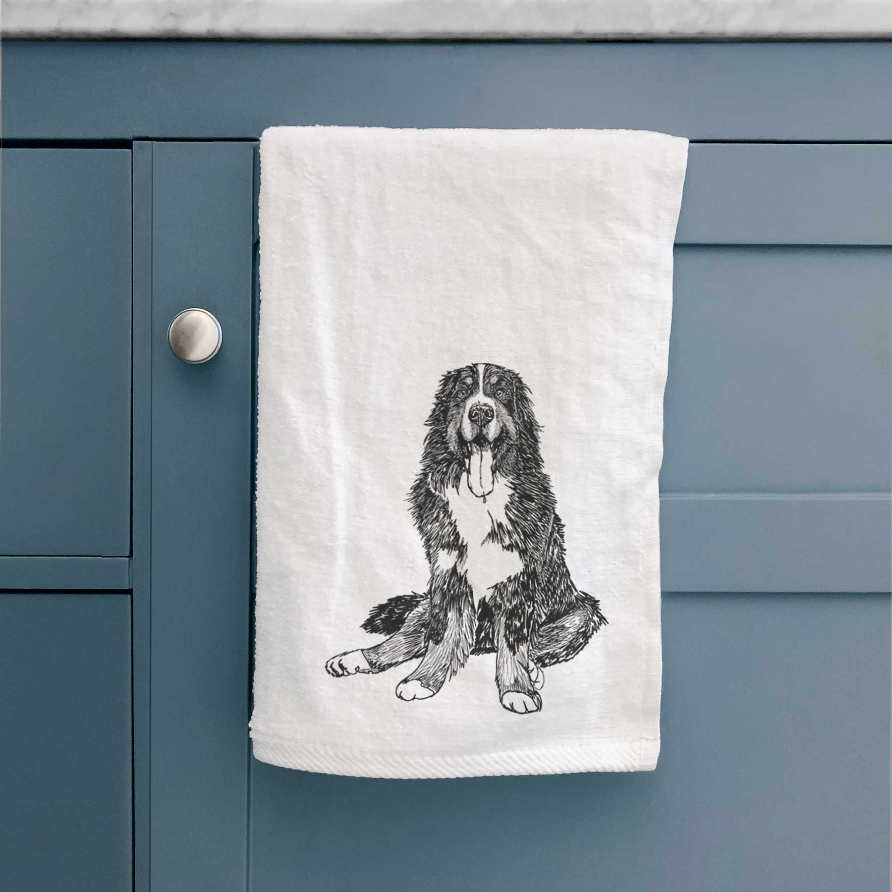 Doodled Moose the Bernese Mountain Dog Decorative Hand Towel