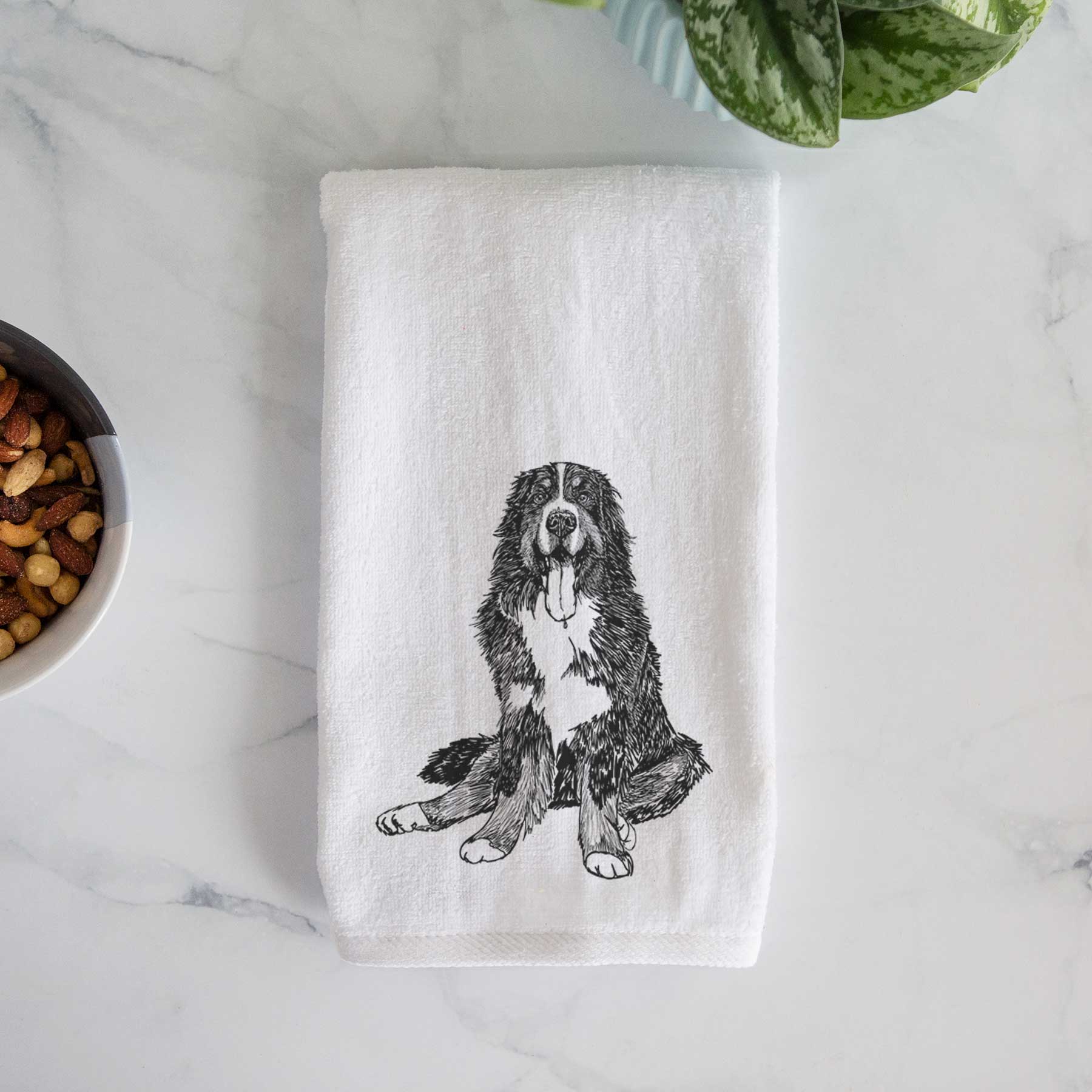 Doodled Moose the Bernese Mountain Dog Decorative Hand Towel