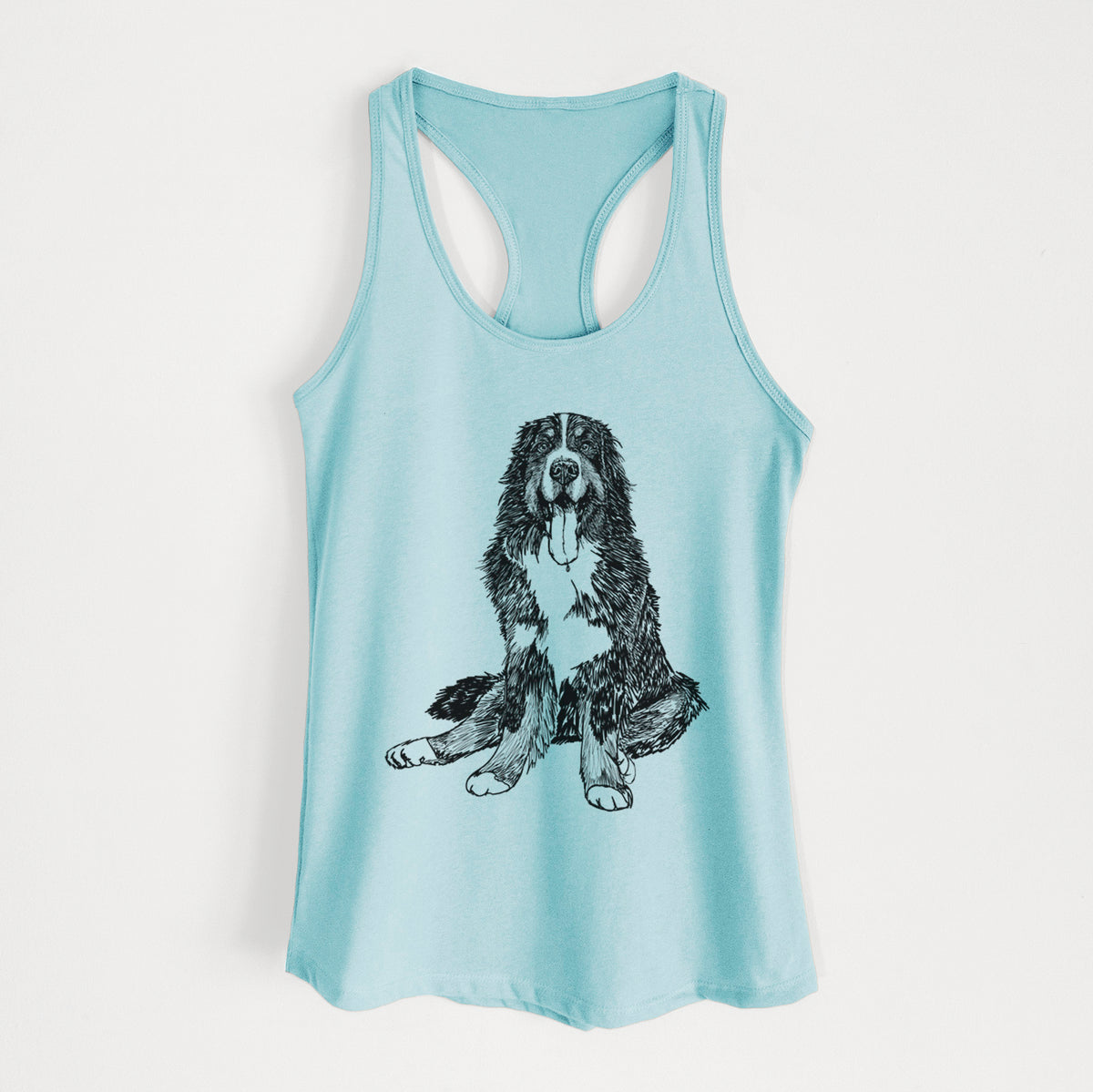 Doodled Moose the Bernese Mountain Dog - Women&#39;s Racerback Tanktop